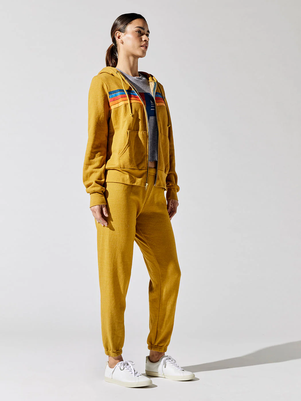5 Stripe Zip Hoodie - Honey 2 - Image 3