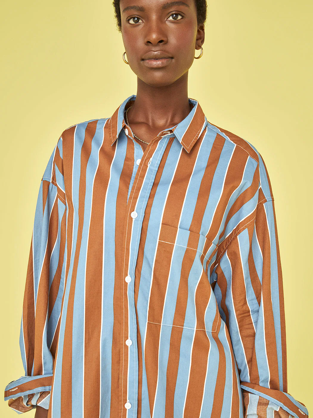 Adele Shirt - Chocolate/Blue - Image 10