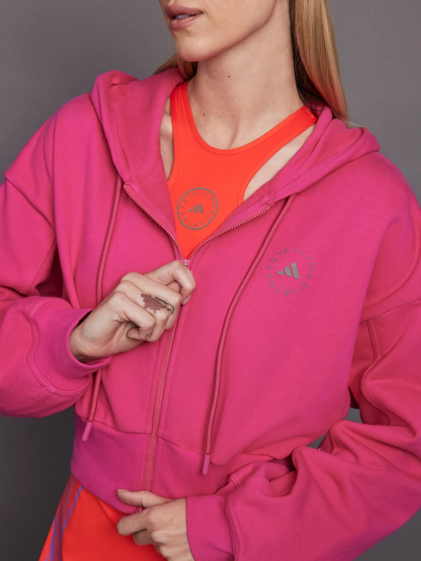 adidas by Stella McCartney Sportswear Cropped Hoodie - Real Magenta - Image 3