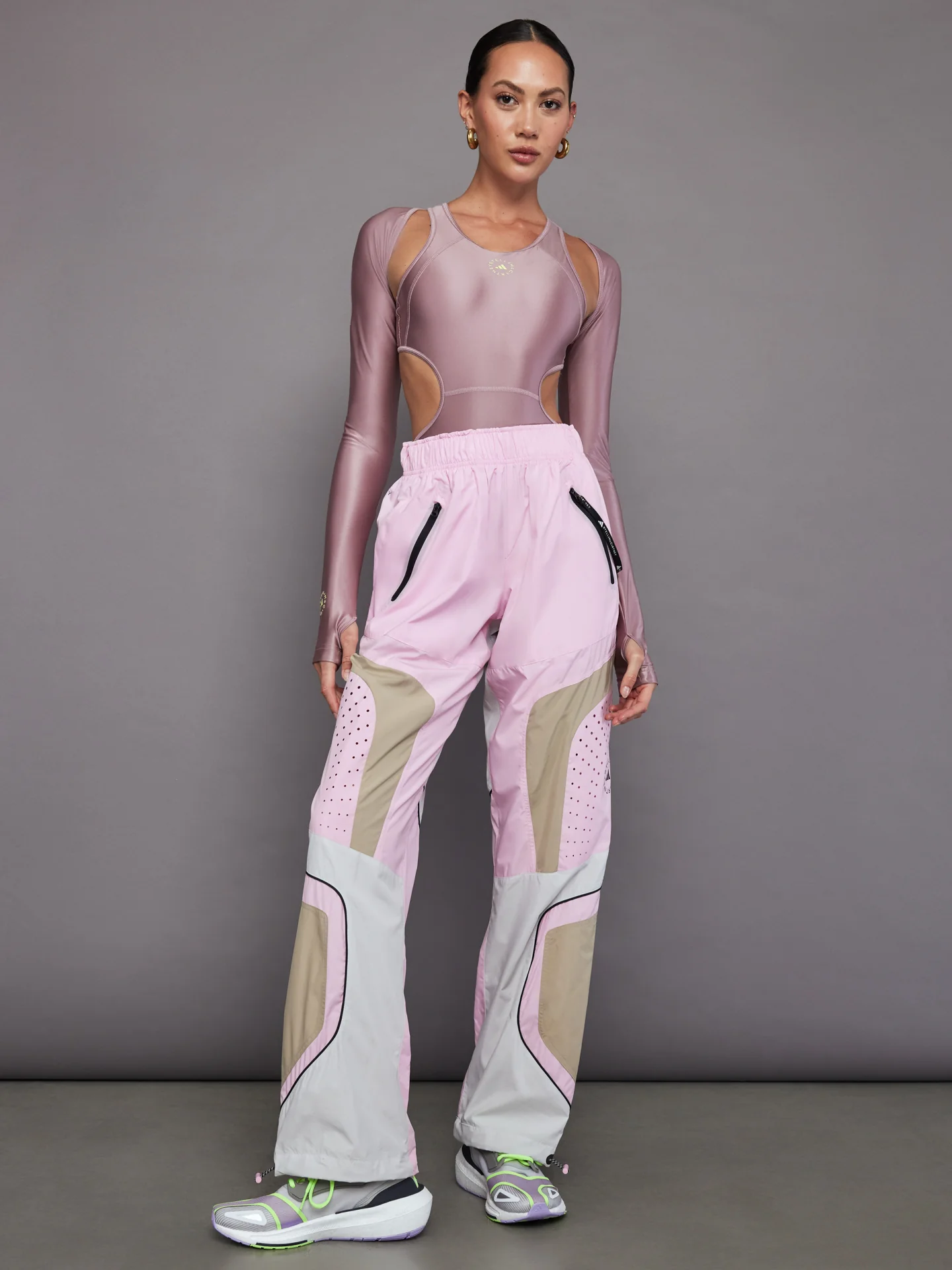 adidas by Stella McCartney Woven Trackpant - True Pink/Trace Khaki/Chalk Pearl - Image 2