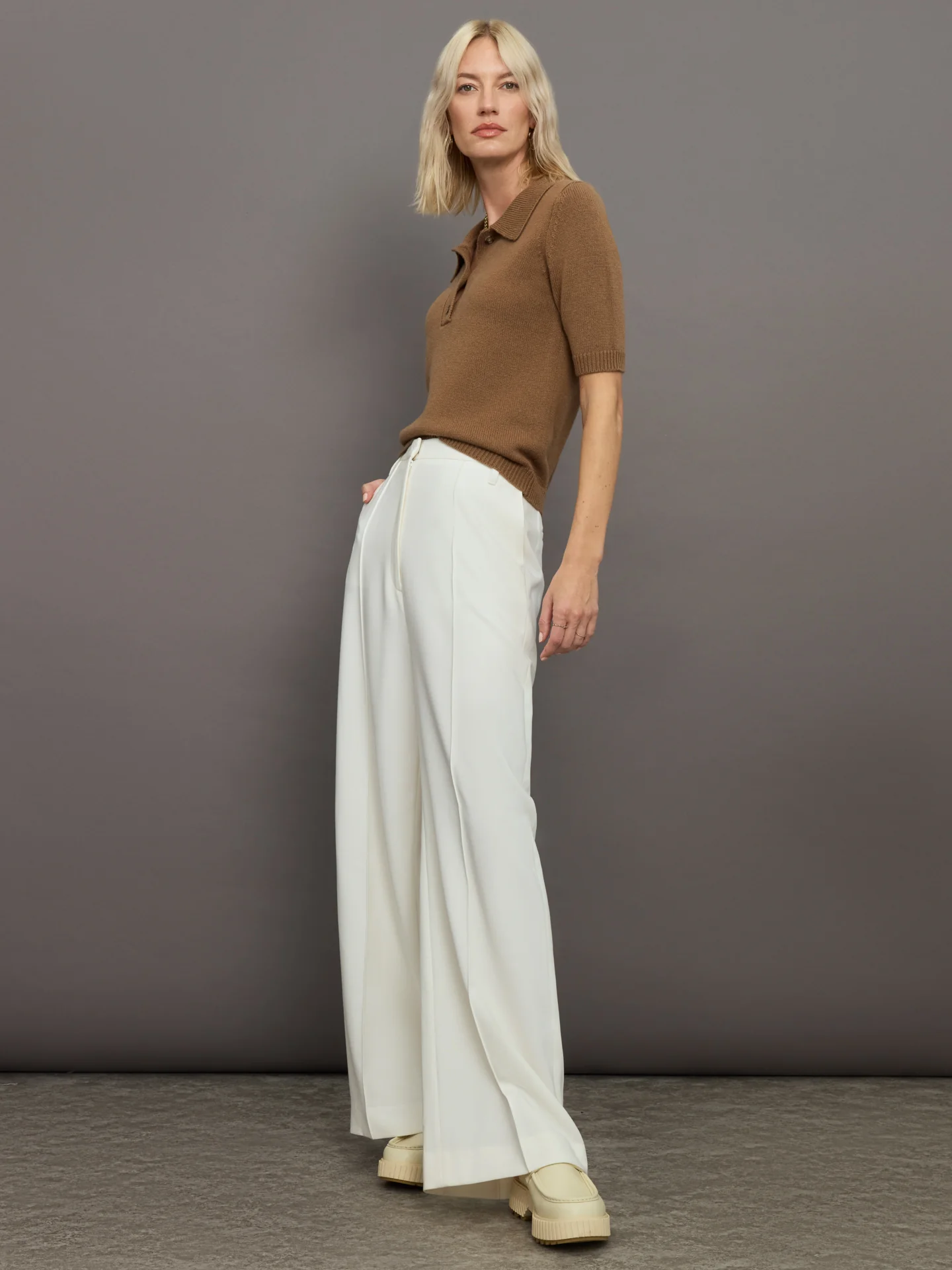 Alberto Knit Polo Blouse - Brown Sugar - Image 2