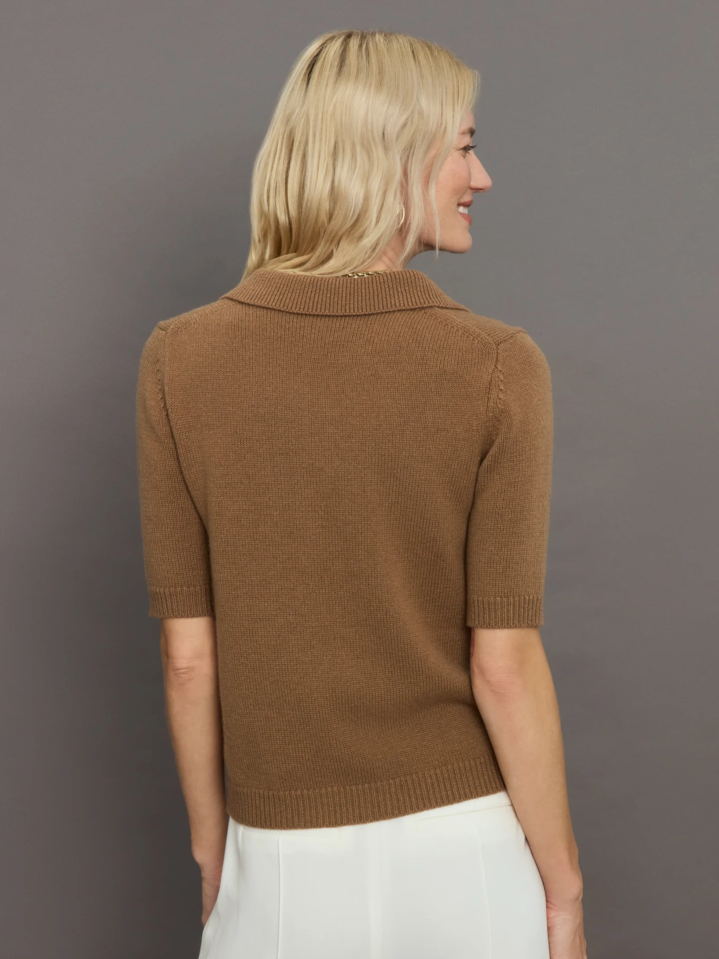 Alberto Knit Polo Blouse - Brown Sugar - Image 5