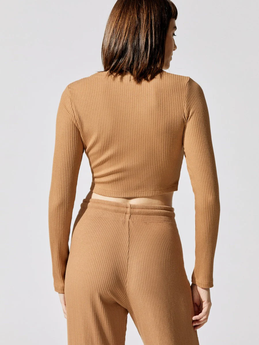 Ali Crop V Cardigan - Dune - Image 2