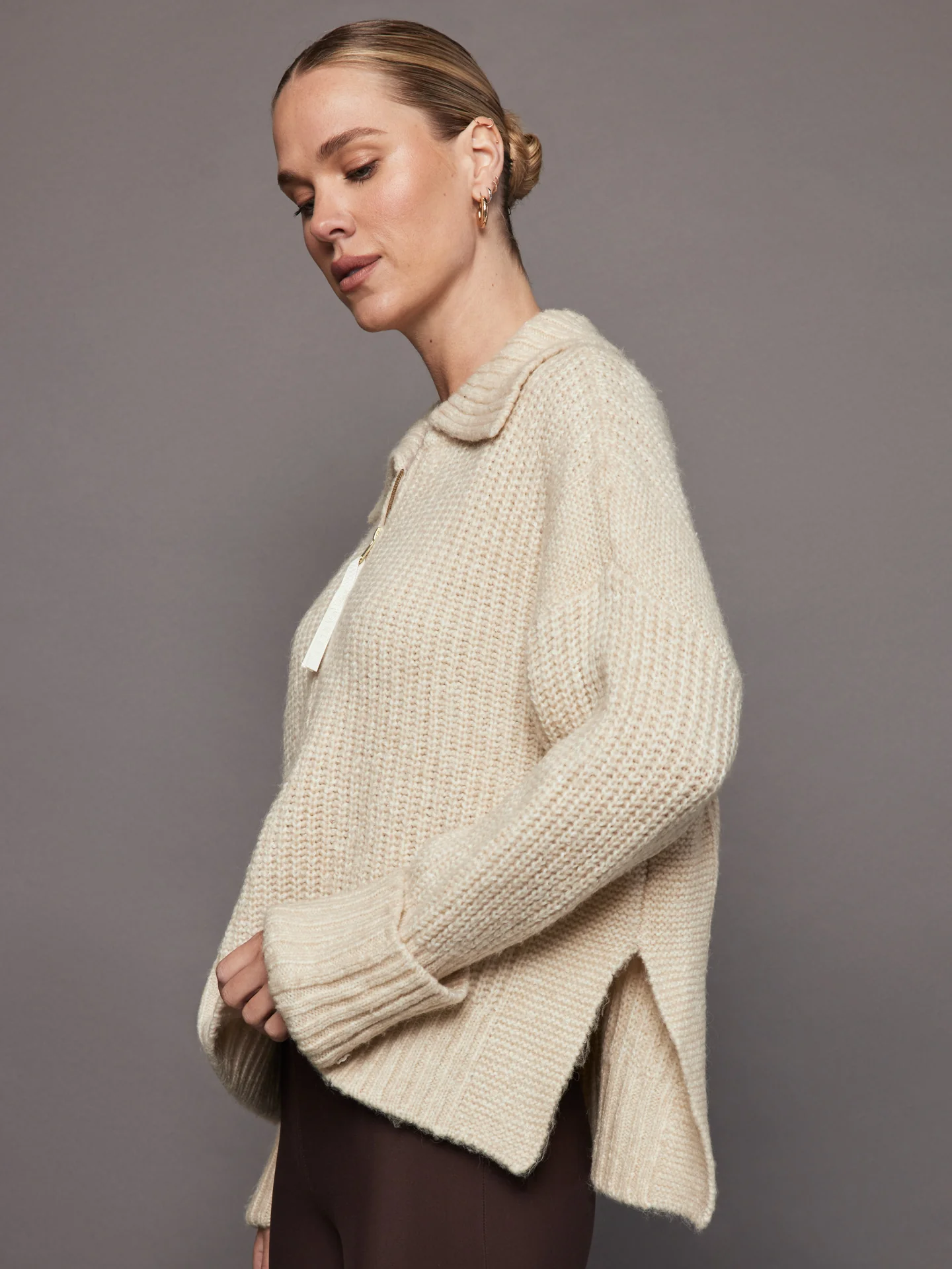 Amelia Half Zip Knit - Birch - Image 2
