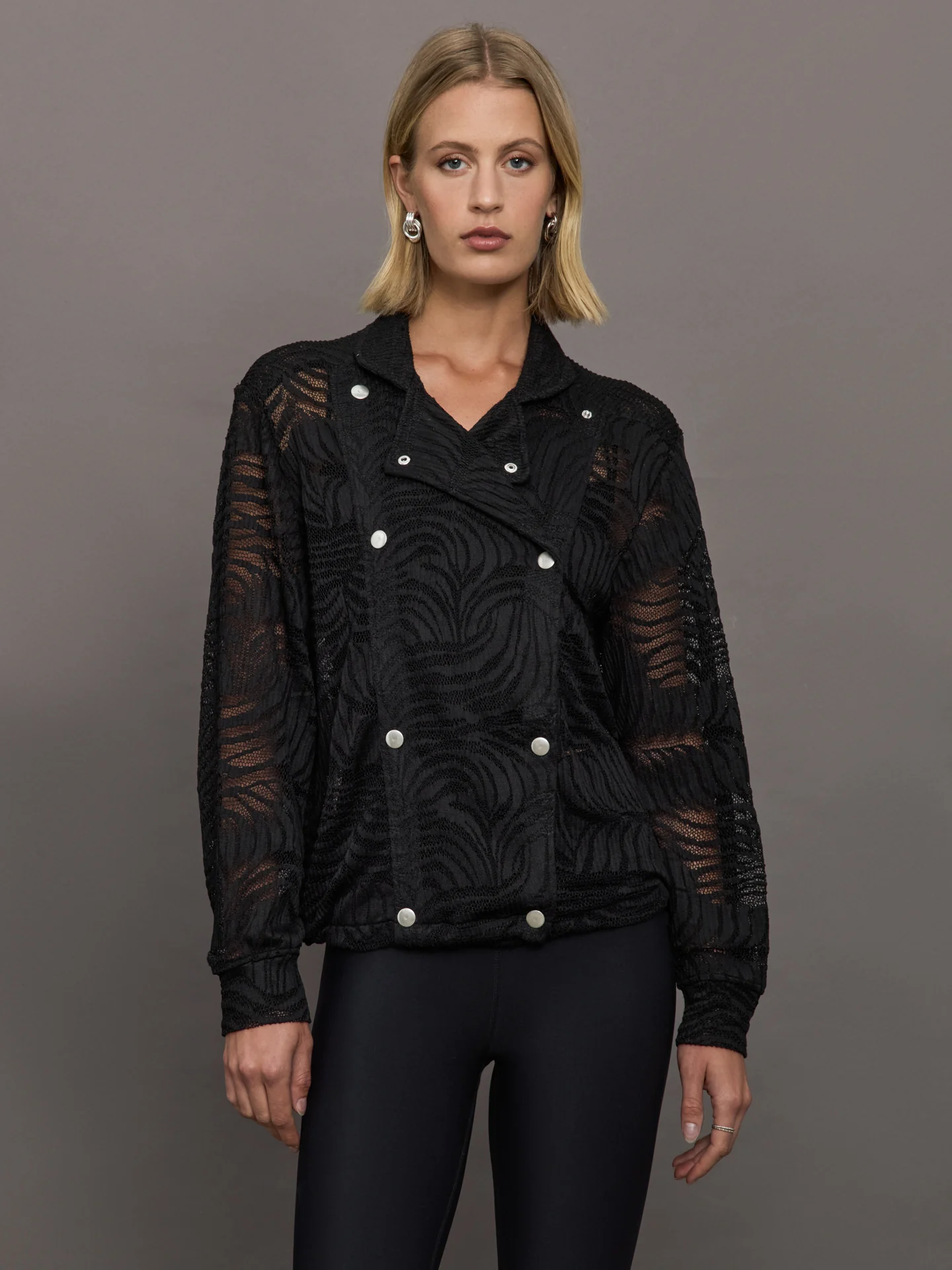 Artemis Fem Lace Bomber Jacket - Black