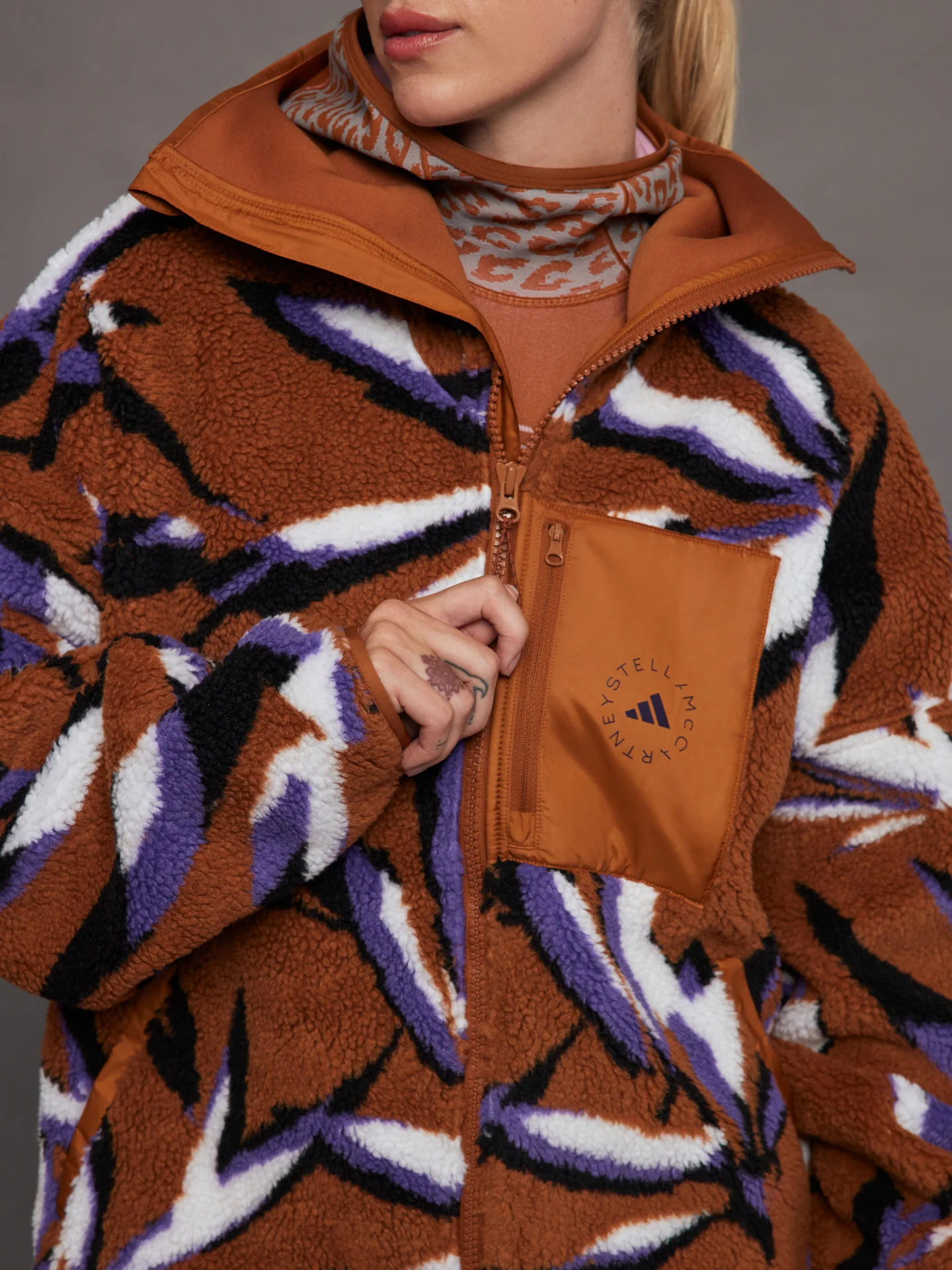 aSMC Jacquard Fleece - dark caramel sac/white/deep lilac/black - Image 4
