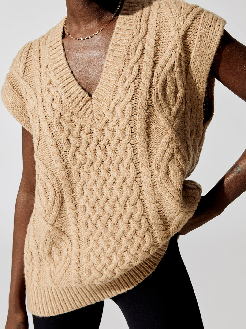 Audrey Sweater Vest - Camel - Image 4