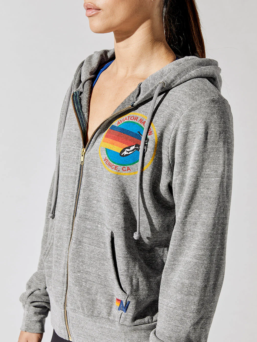 Aviator Nation Zip Hoodie - Heather Grey - Image 3