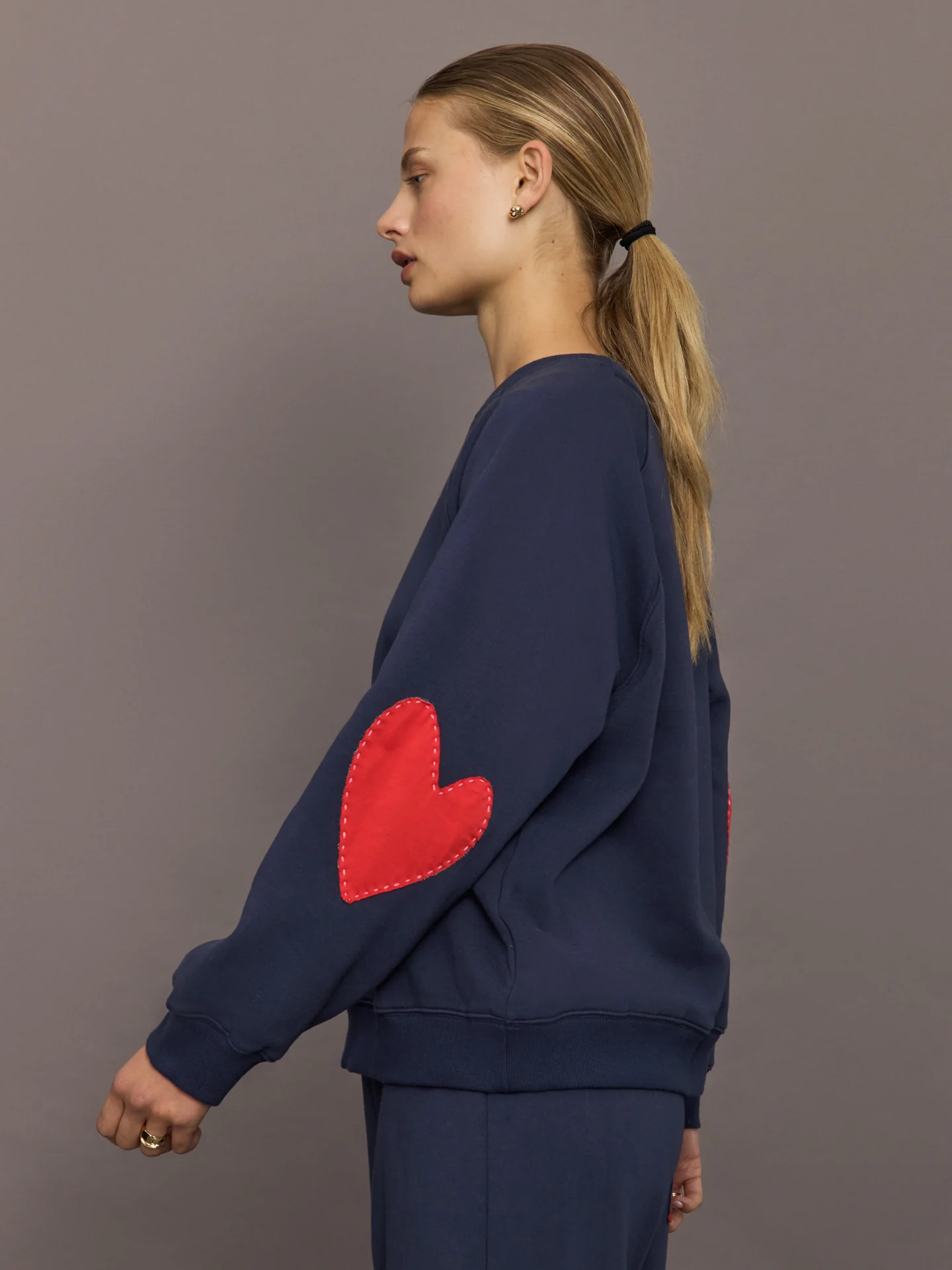 Benton Imperfect Heart Patch Sweatshirt - Indigo Blue