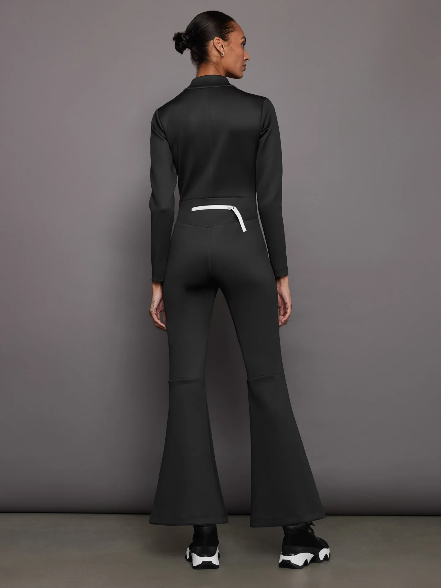 Black Jumpsuit With White Flower - Black - Image 3