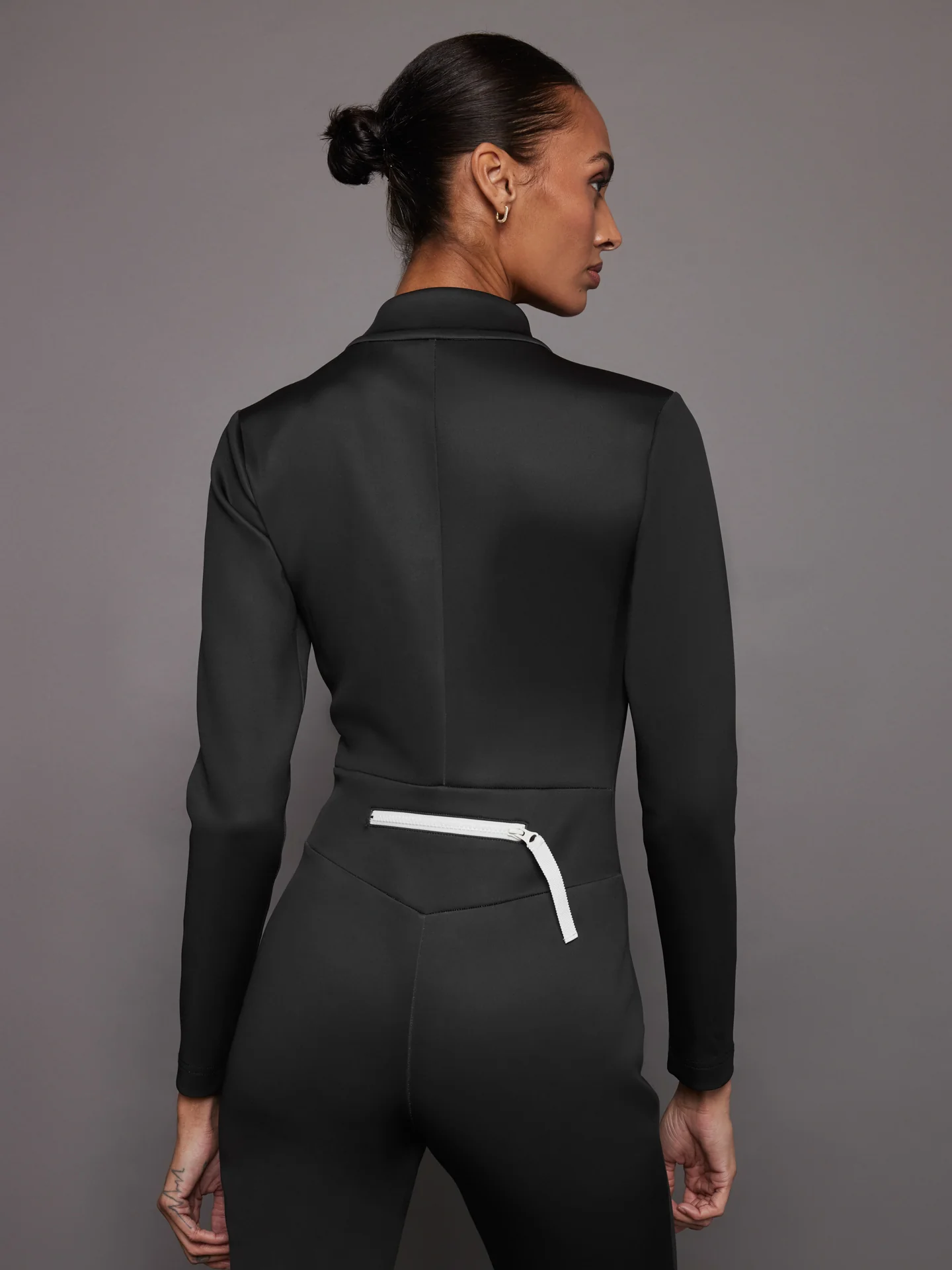 Black Jumpsuit With White Flower - Black - Image 5
