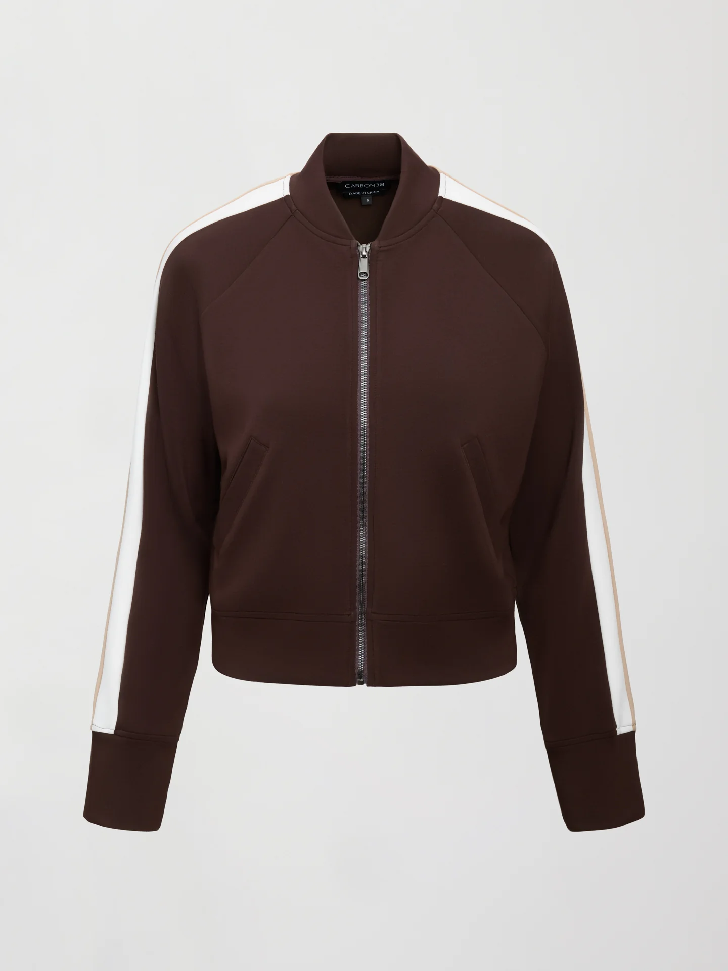Bomber with Contrast Stripe in Scuba - Chocolate Torte - Image 7