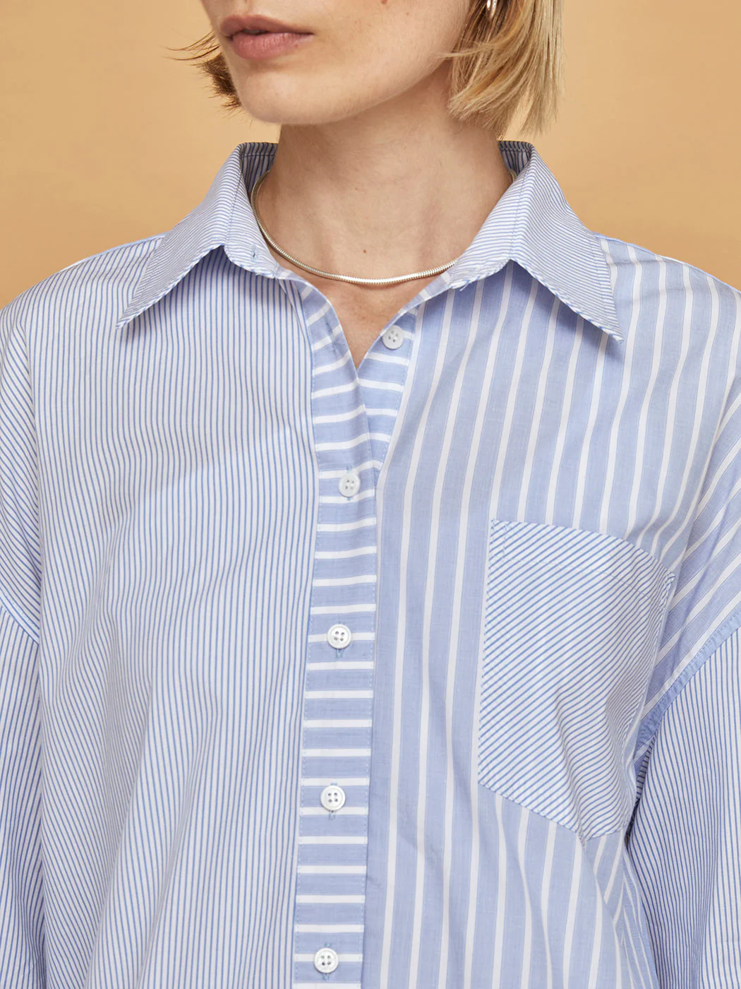 Boyfriend Button Up - Navy Stripe - Image 10