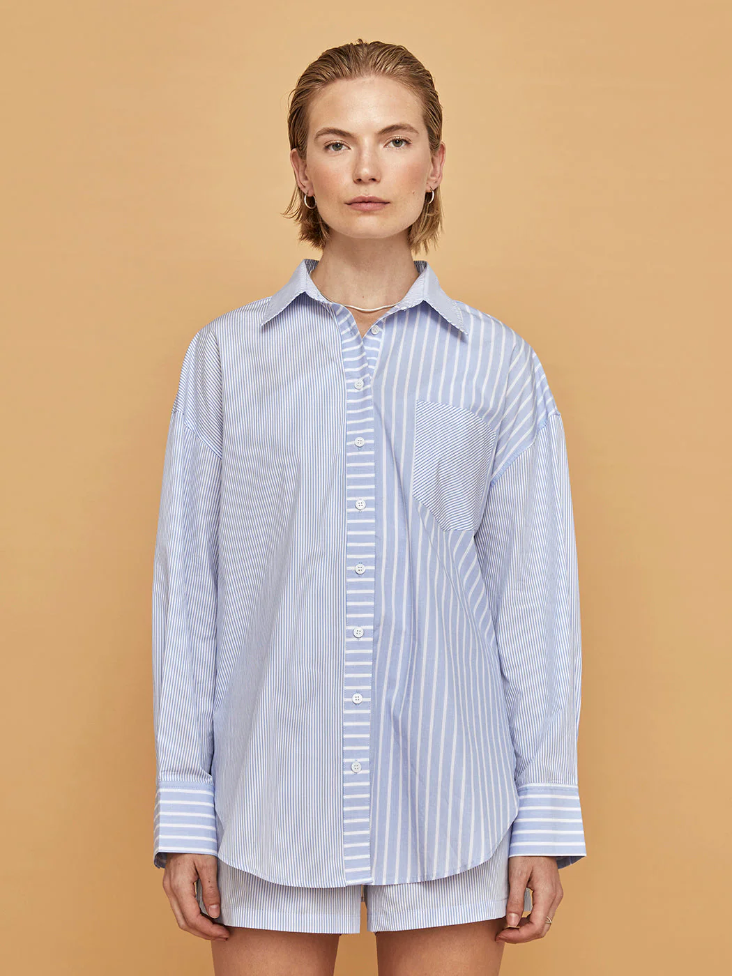 Boyfriend Button Up - Navy Stripe - Image 2