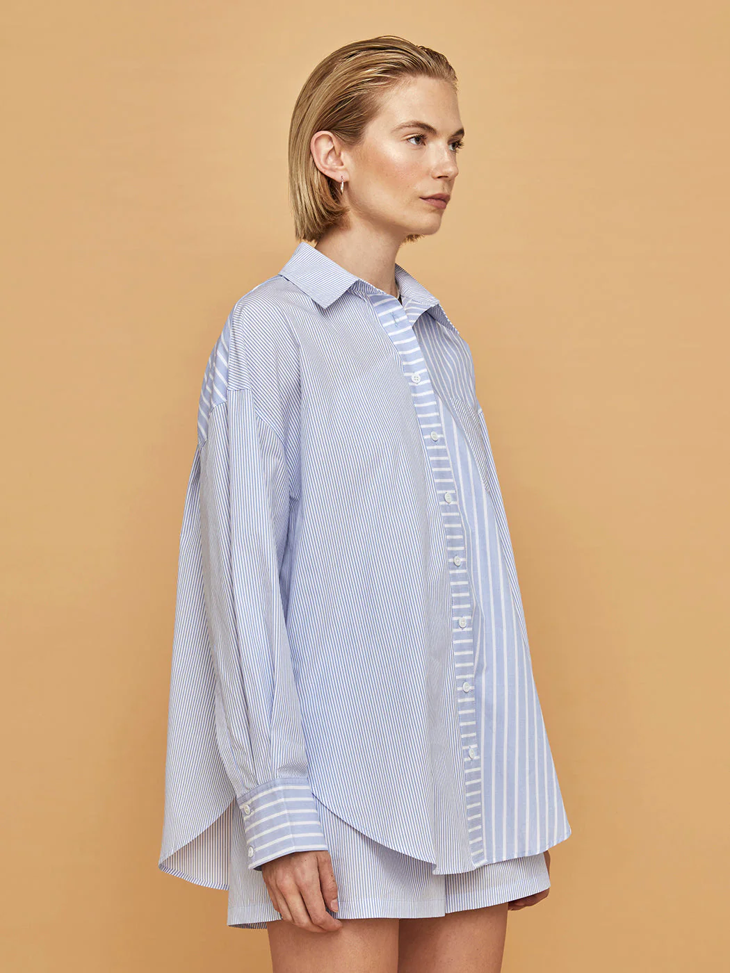Boyfriend Button Up - Navy Stripe - Image 3