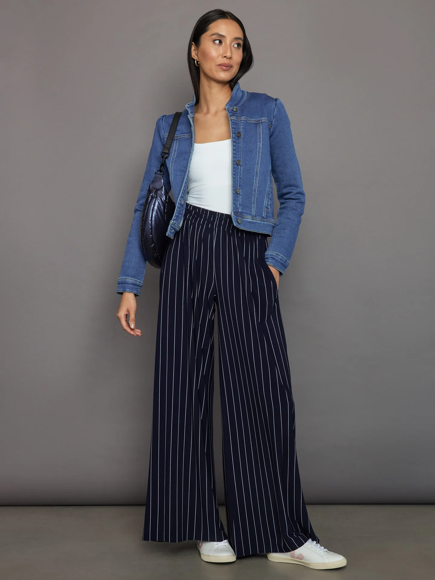 Boyfriend Elephant Sweatpant - True Navy Pinstripe - Image 2