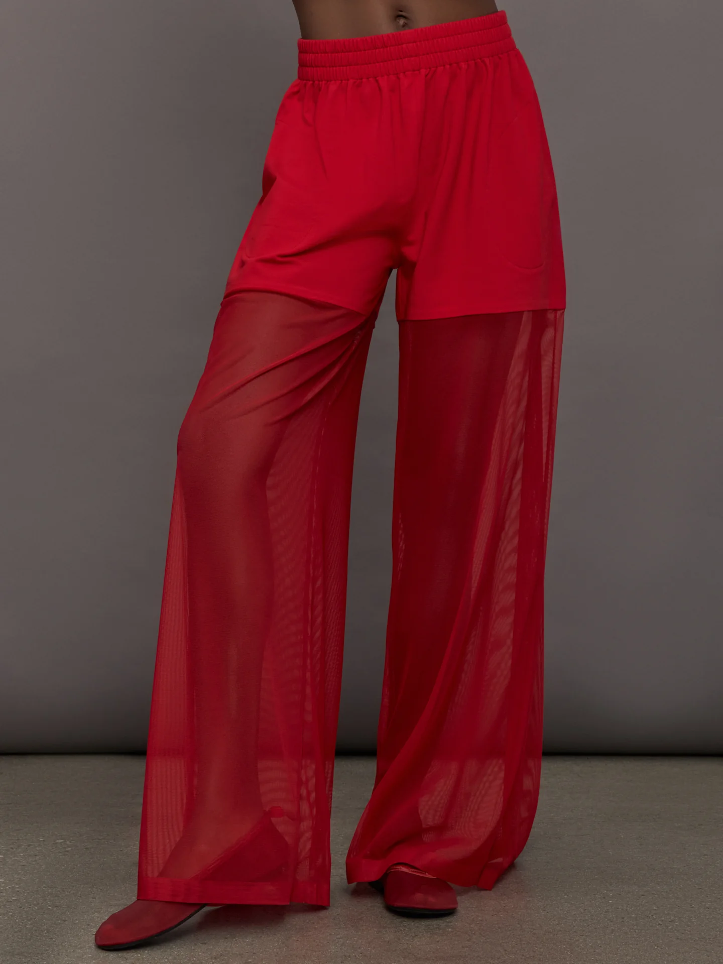 Boyfriend Elephant Sweatpant W/ Mesh - Tiger Red