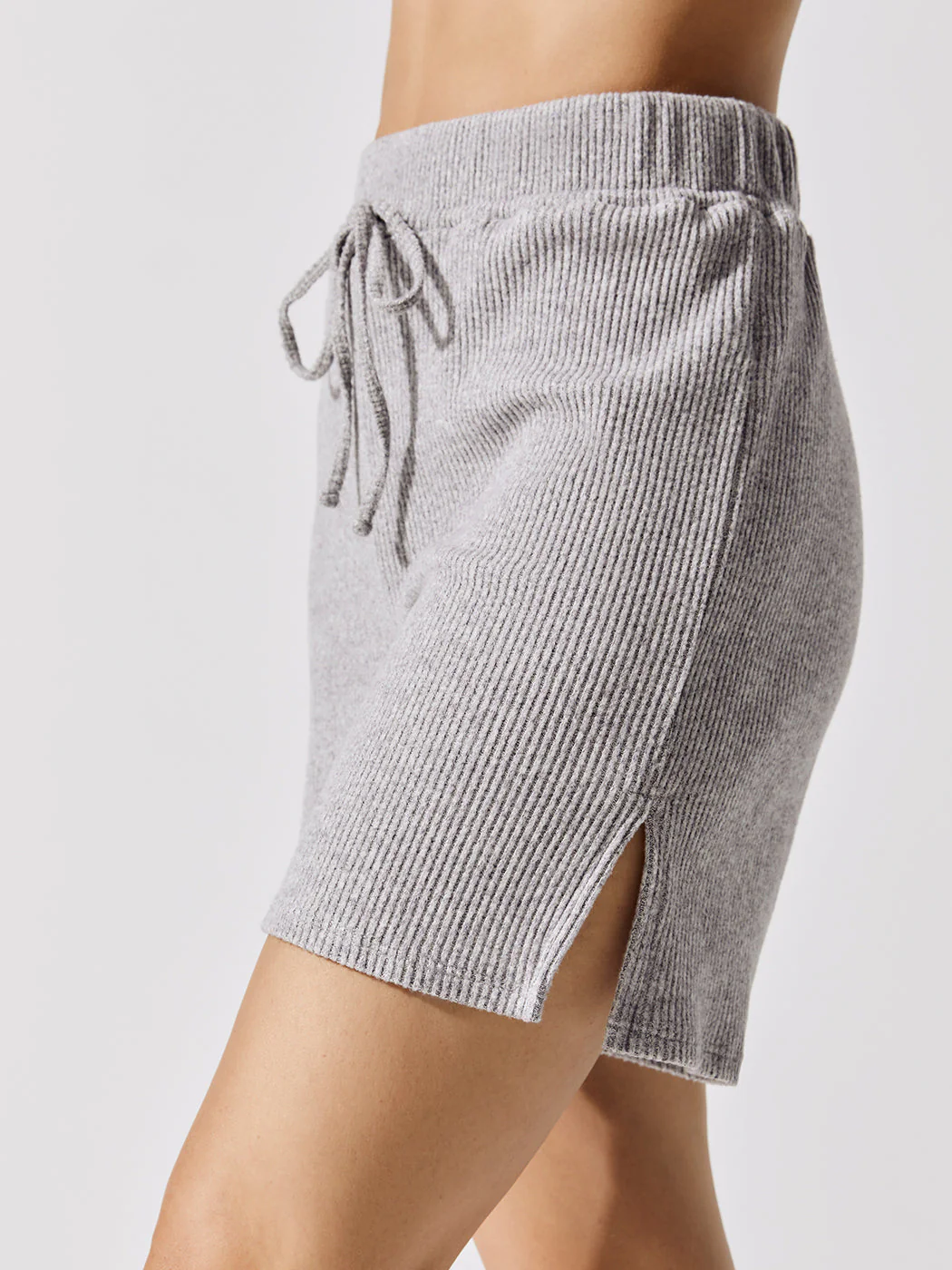 Brushed Ribbed Boyfriend Short - Heather Grey - Image 5