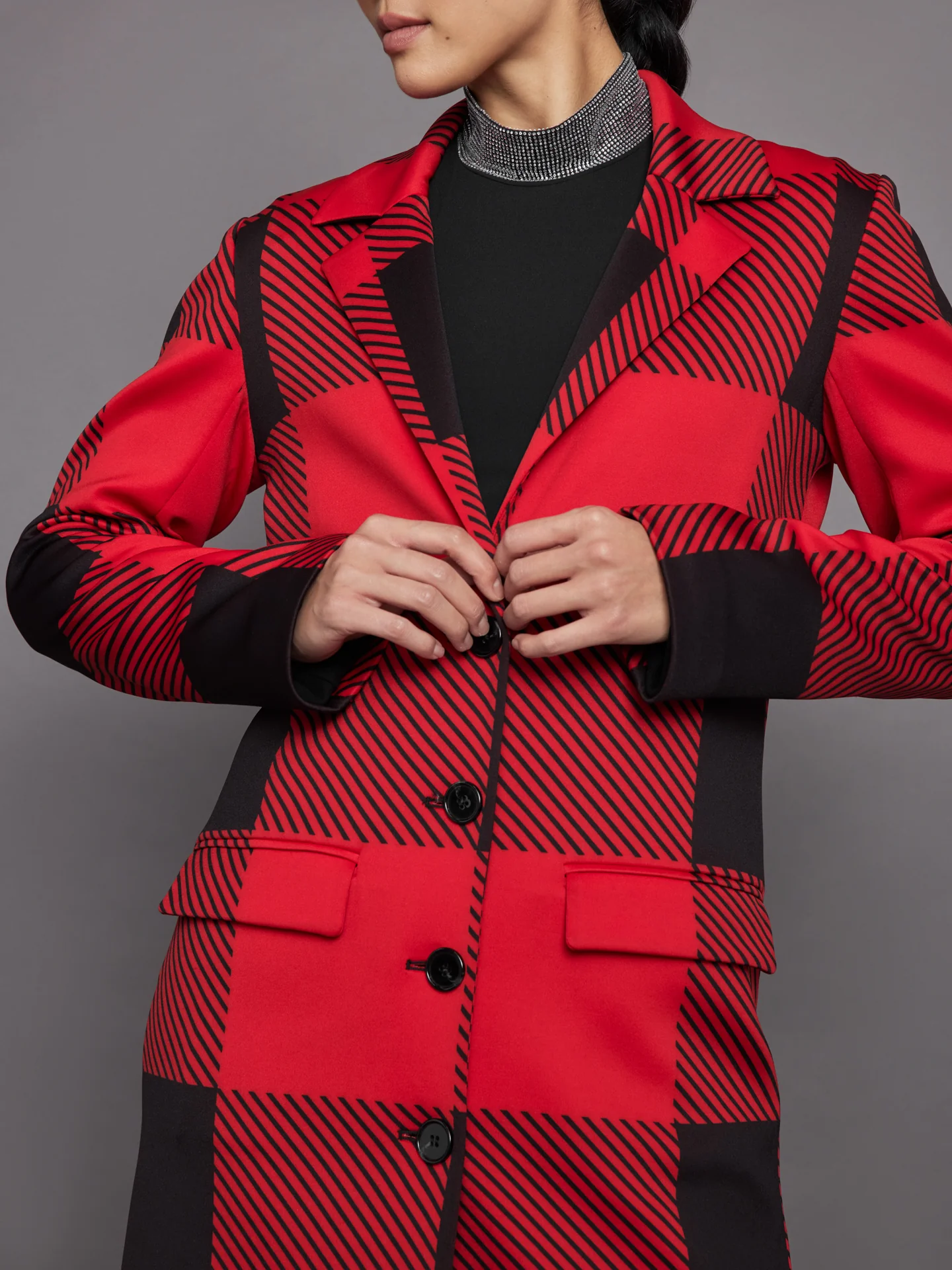 Buffalo Plaid Coat - Haute Red - Image 4