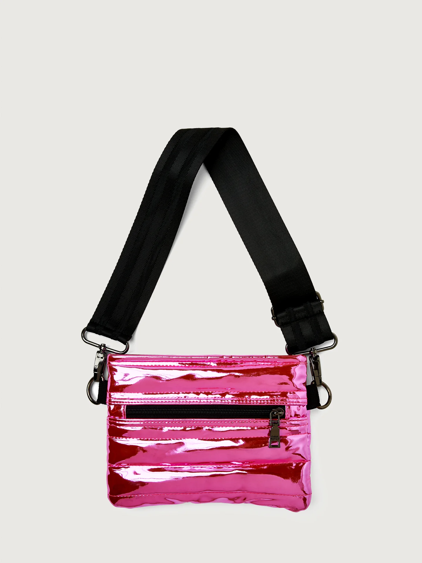 Bum Bag Crossbody - Hot Pink Mirror/ Black/ Black Web - Image 6