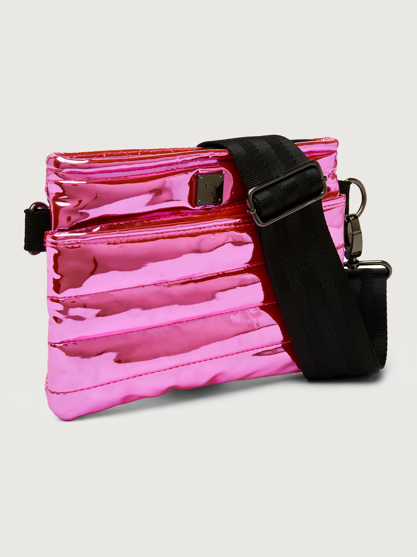 Bum Bag Crossbody - Hot Pink Mirror/ Black/ Black Web - Image 7