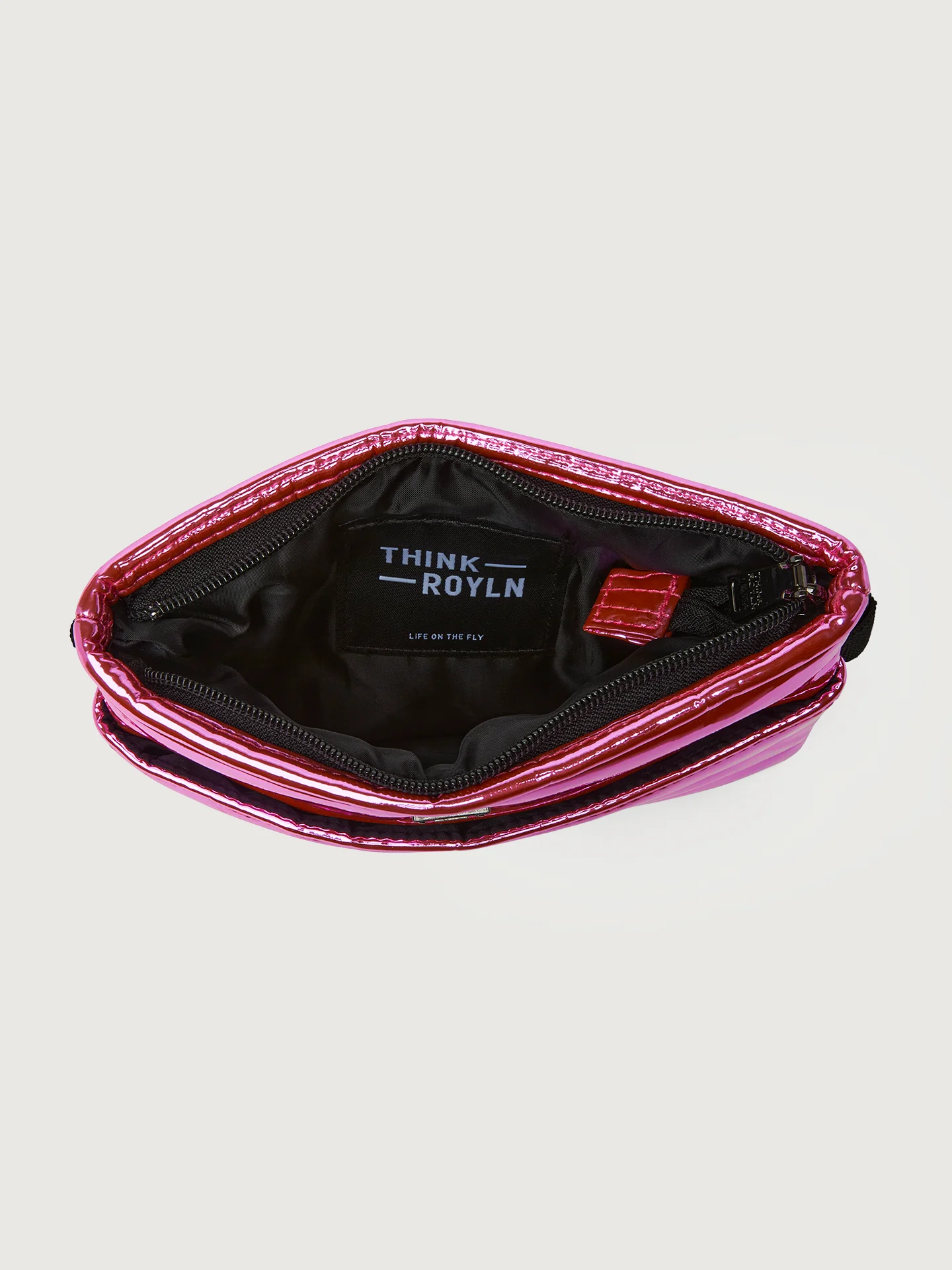 Bum Bag Crossbody - Hot Pink Mirror/ Black/ Black Web - Image 8