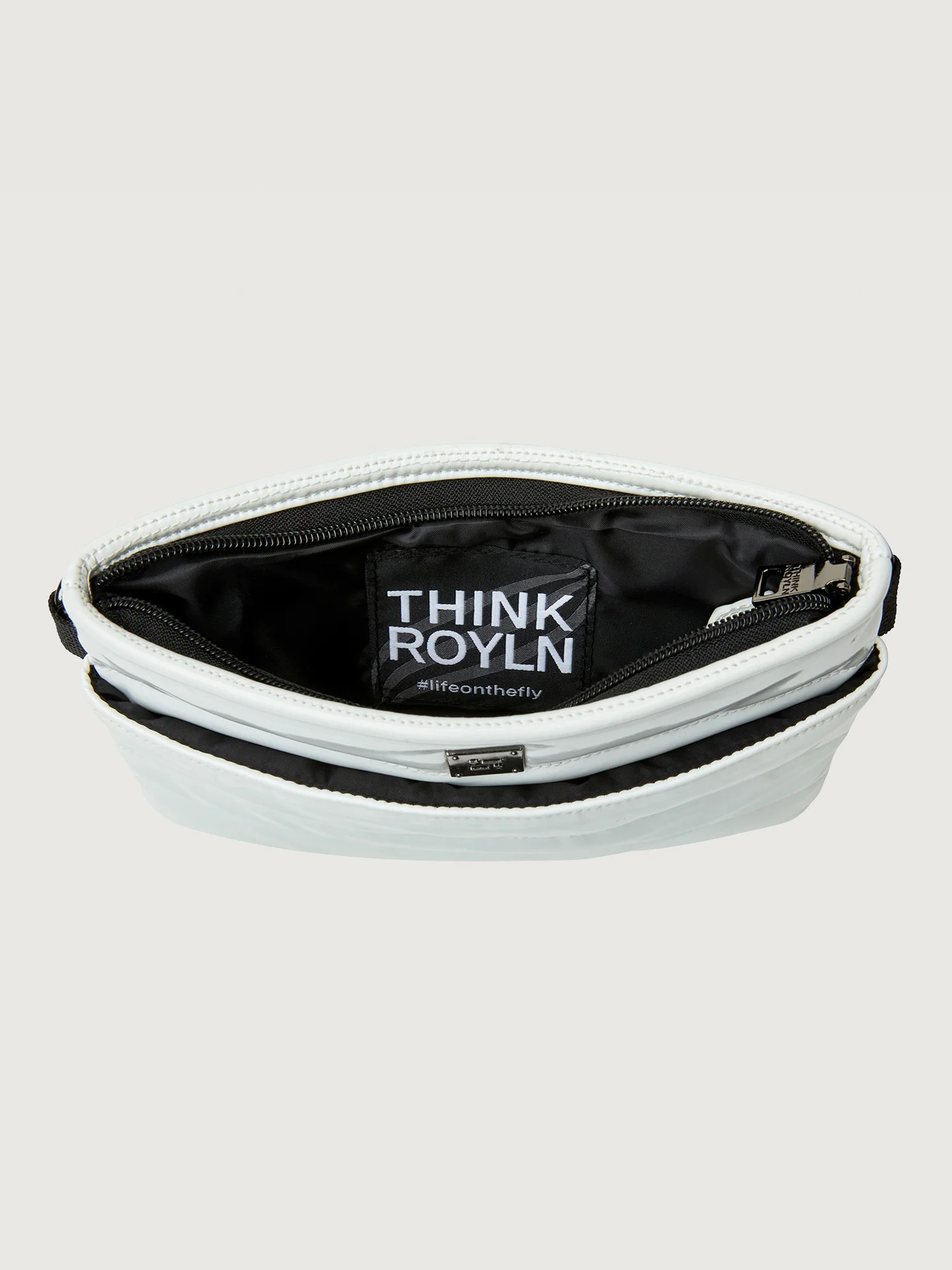 Bum Bag/ Crossbody "The Original" - White Patent/ Pewter/ Black/ White Web - Image 7