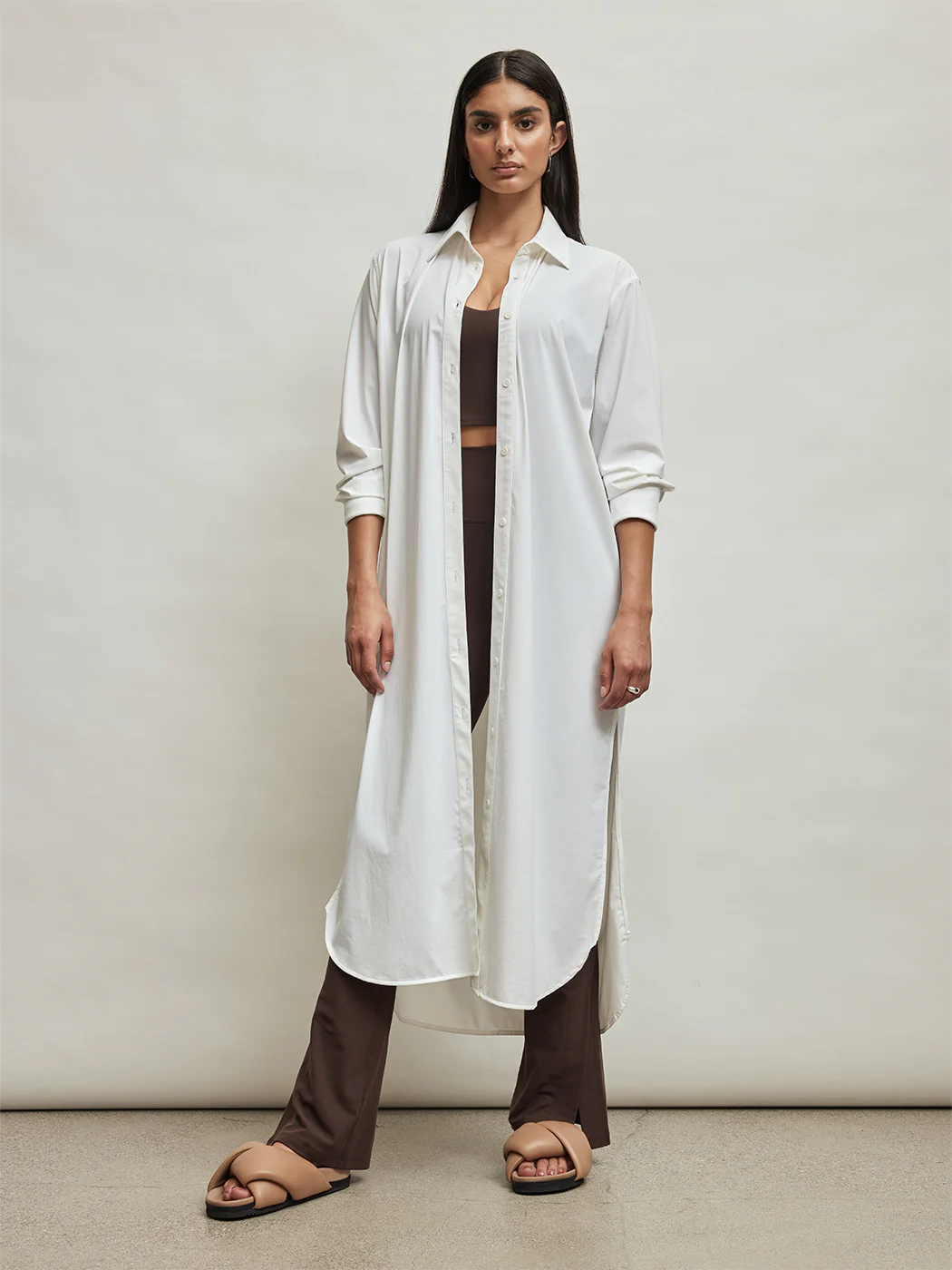 Button Up Oversized Tunic - White - Image 2