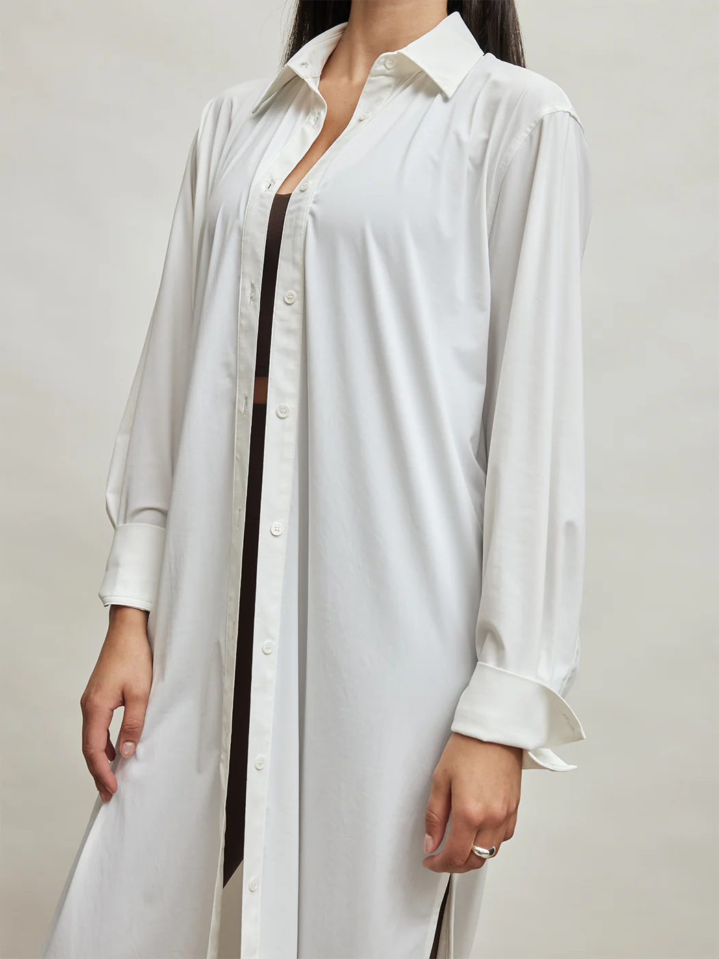Button Up Oversized Tunic - White - Image 4