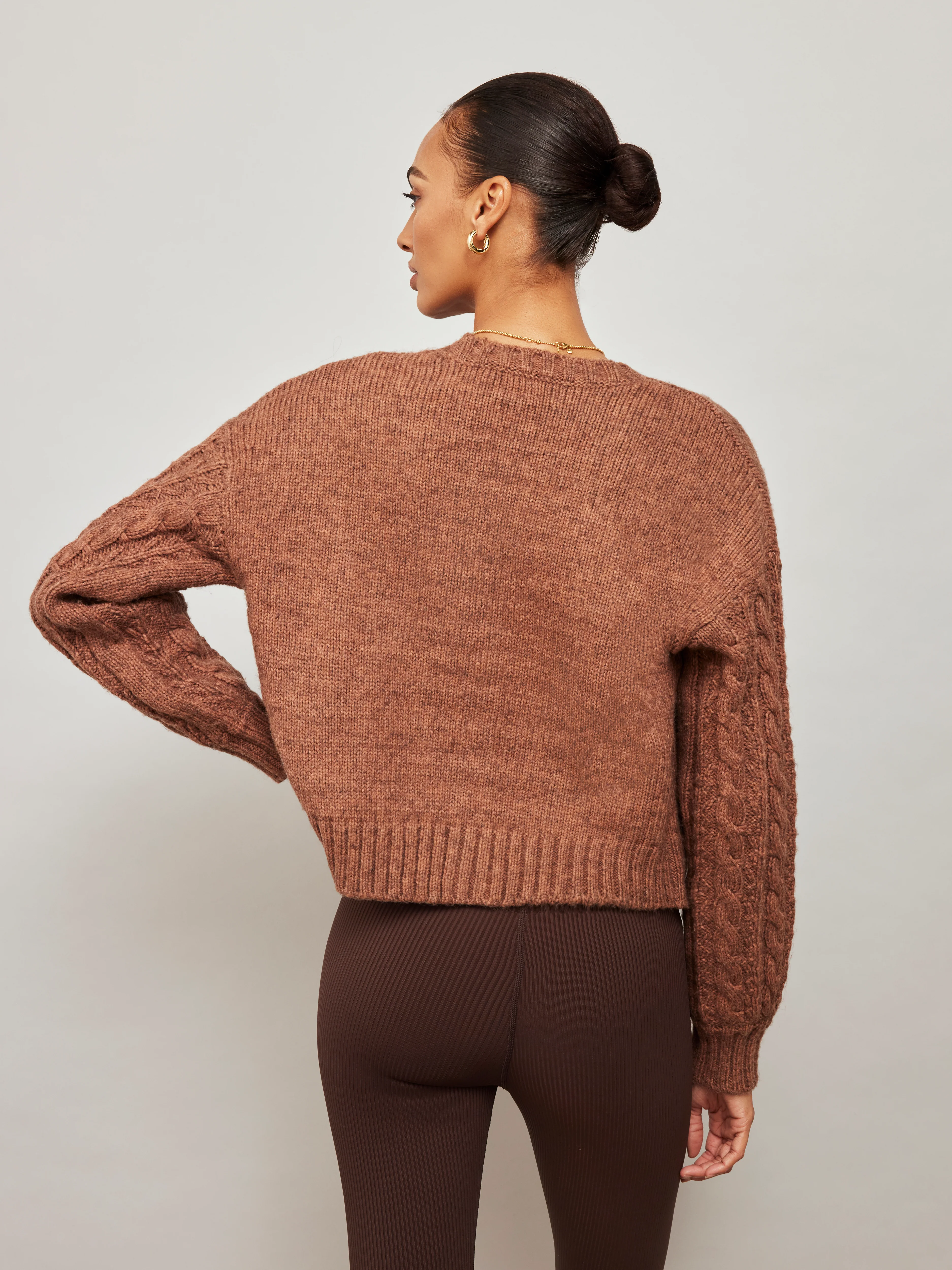 Cable Knit Cardigan - Mushroom - Image 2