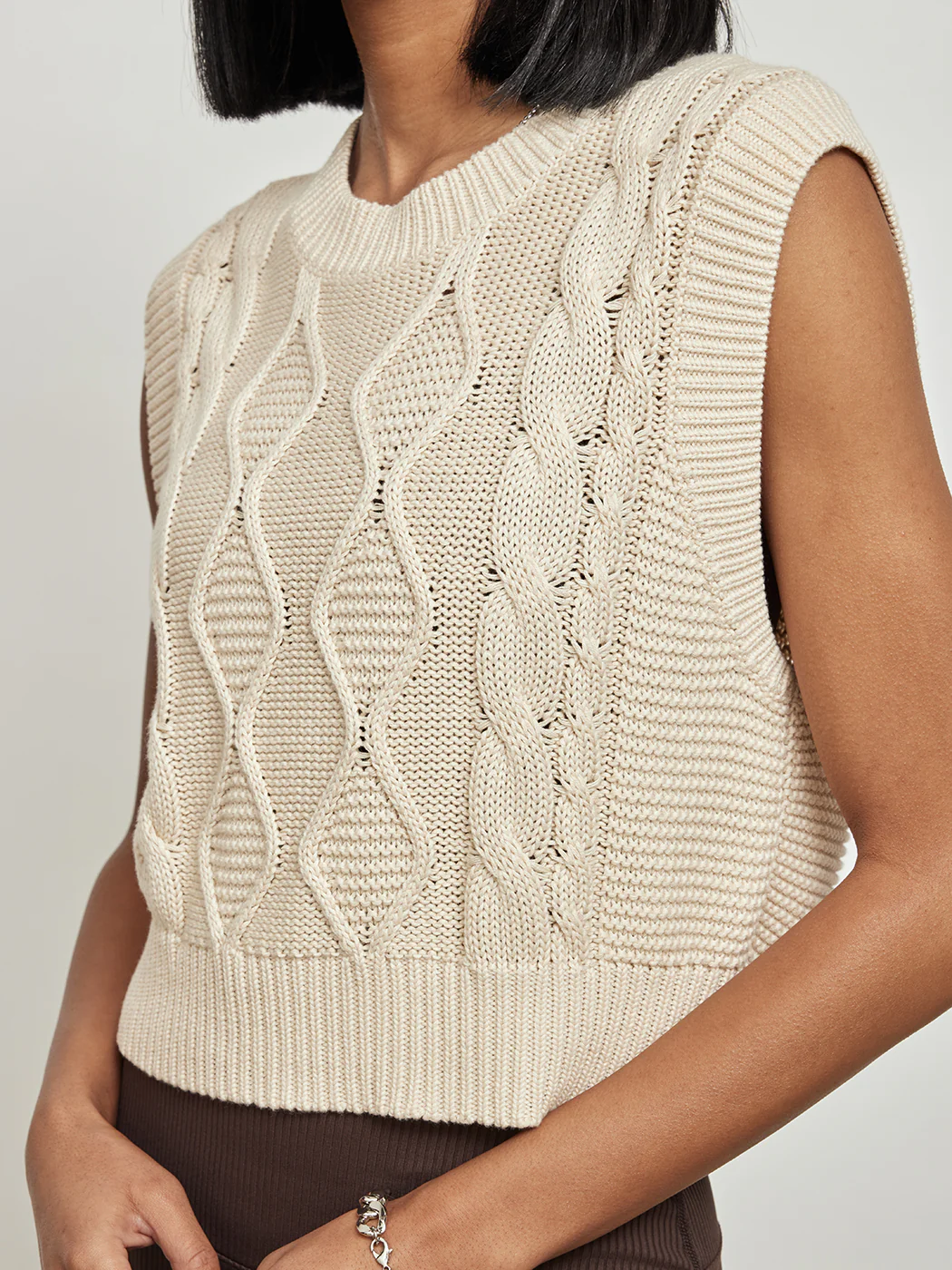 Cable Vest - Cream - Image 6