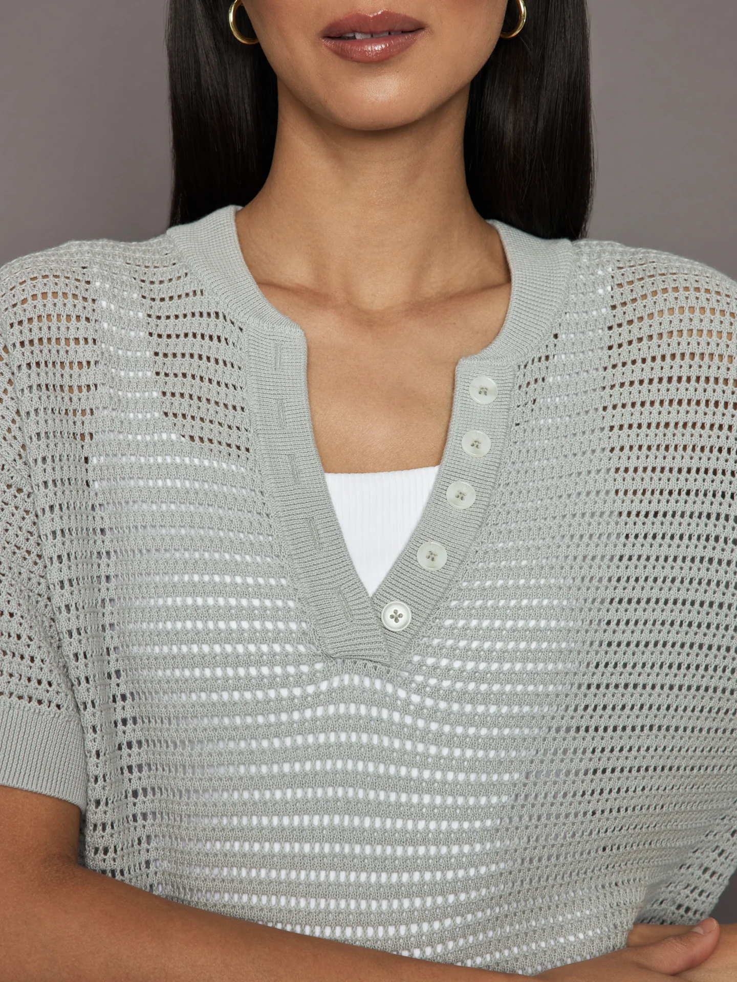 Calle Knit Top - Mirage Grey - Image 4