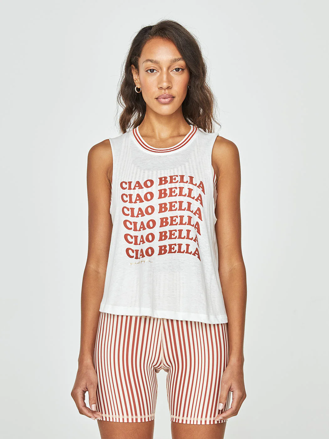 Ciao Bella Crop Tank - Stone - Image 2