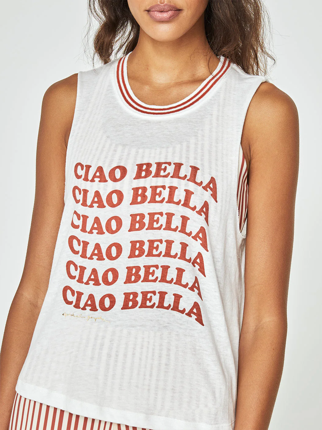 Ciao Bella Crop Tank - Stone - Image 5