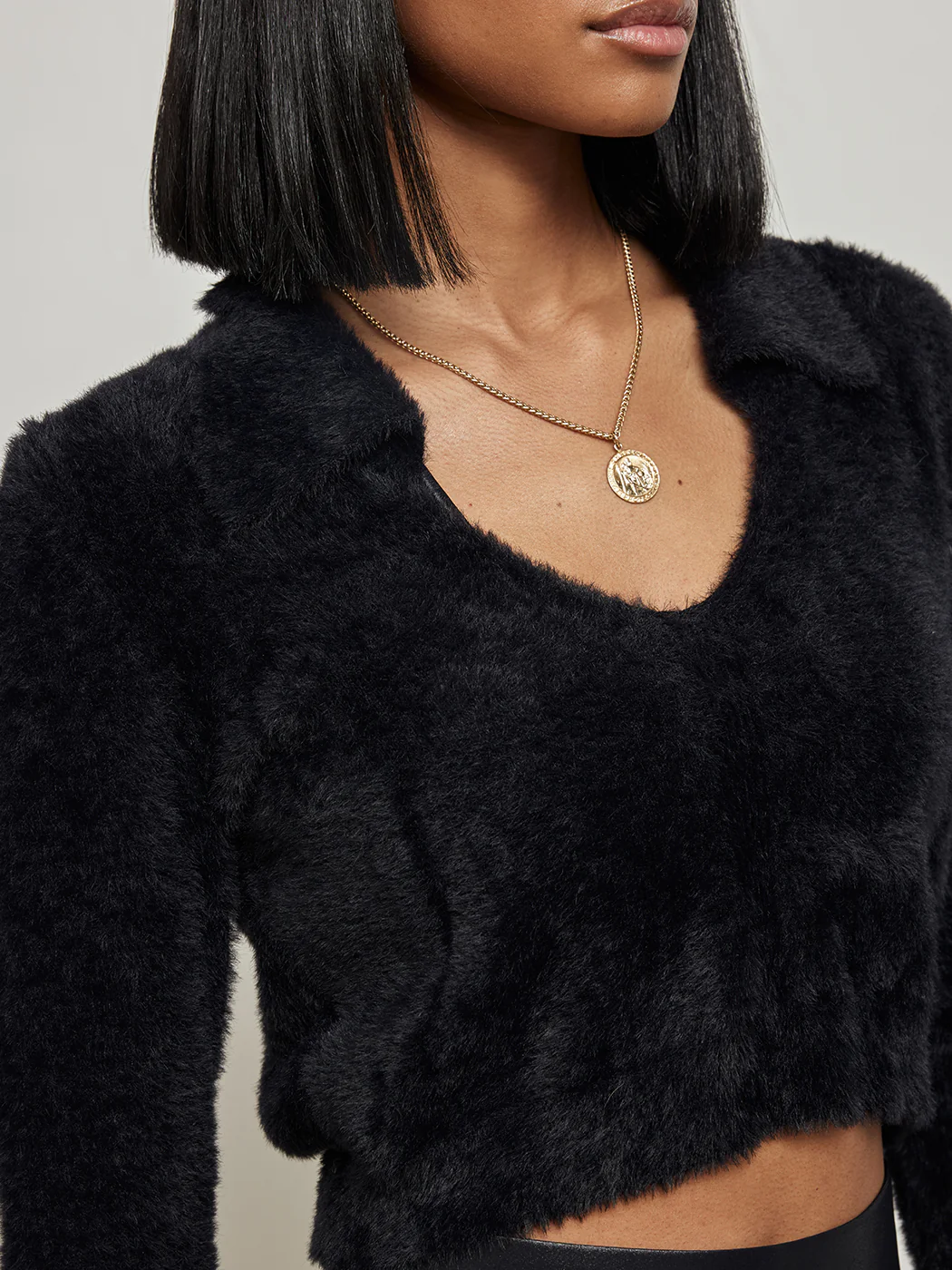 Collared Pullover Sweater - Black - Image 6