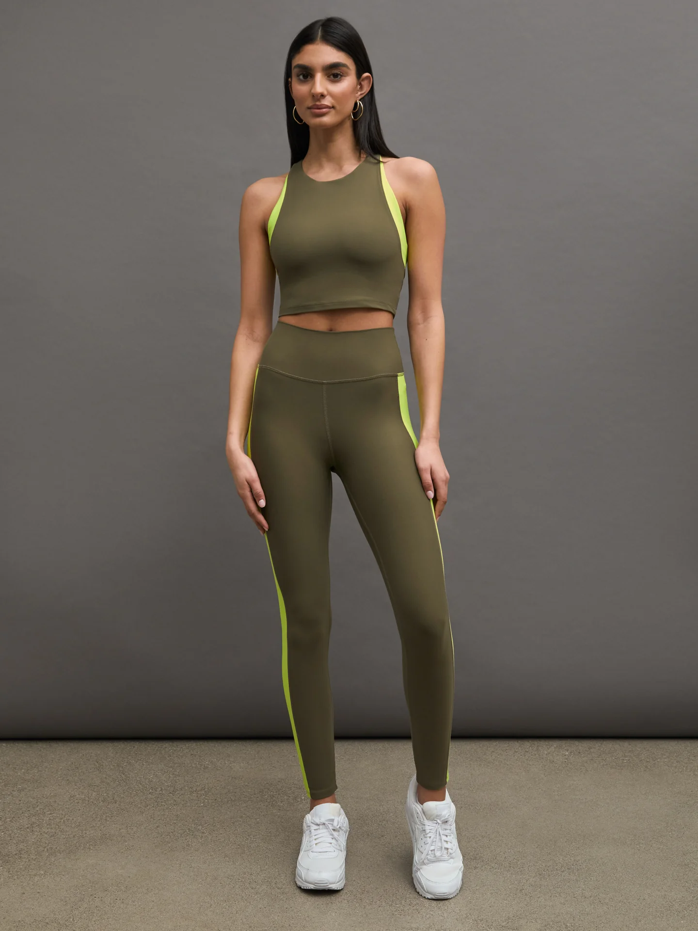 COLORBLOCK HIGH NECK BRA - IVY GREEN/ ACID LIME - Image 3