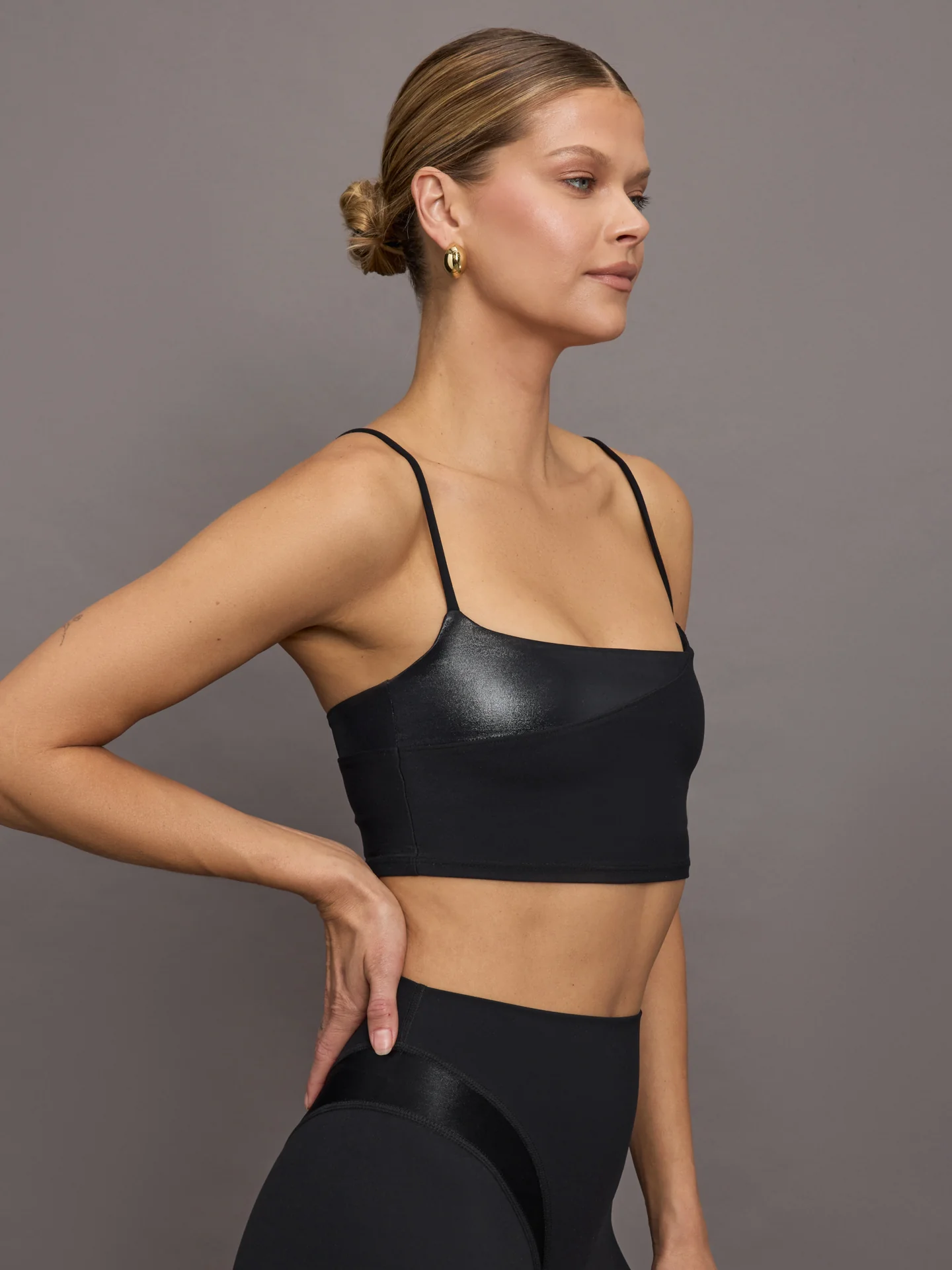Spliced Colorblock Shine Bra in Melt - Black - Image 3