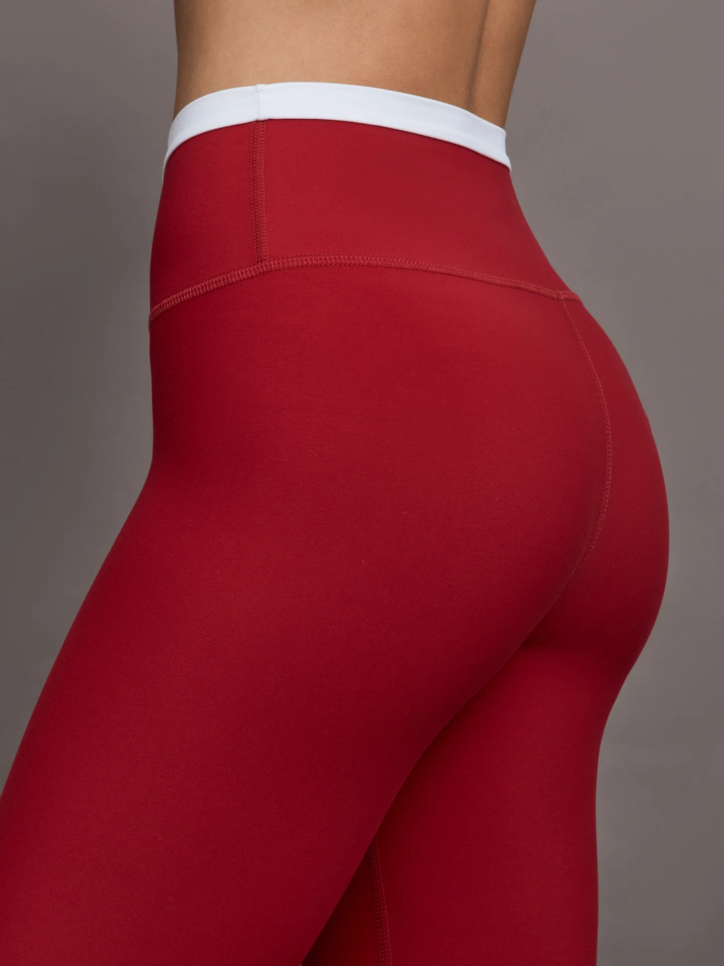 Contrast Waistband Legging in Melt - Cherry Red/White - Image 5