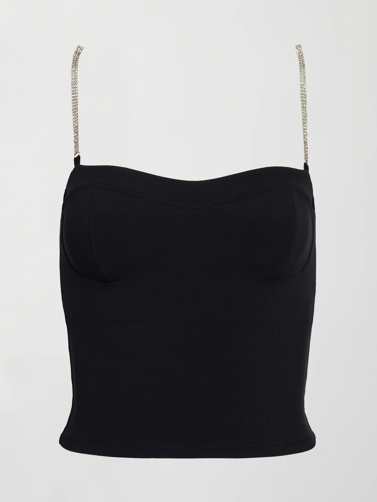 Corset Tank with Rhinestone Straps - Black - Image 5