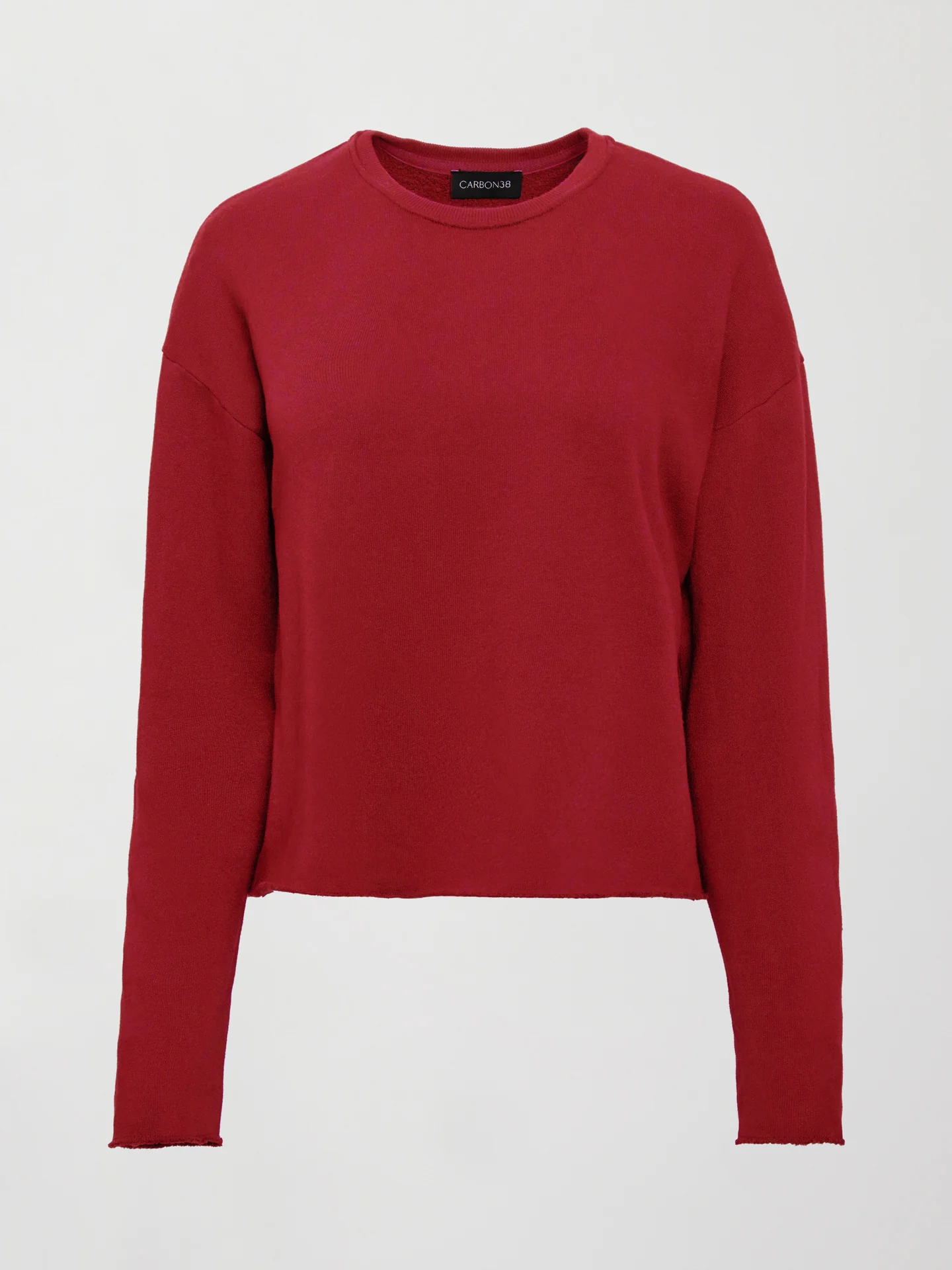 Crew Neck Sweatshirt in French Terry - Cherry Red - Image 7
