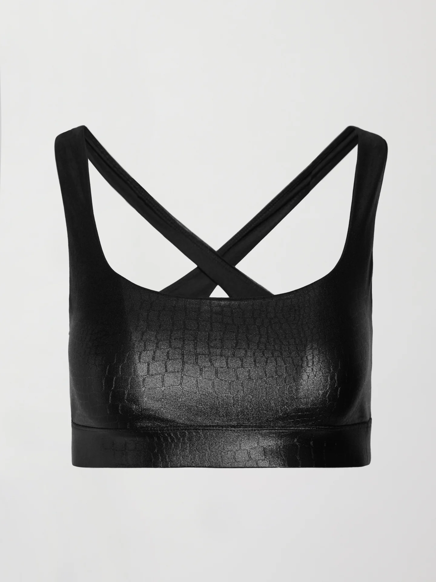 Criss Cross Bra in Crocodile Takara Shine - Black - Image 6