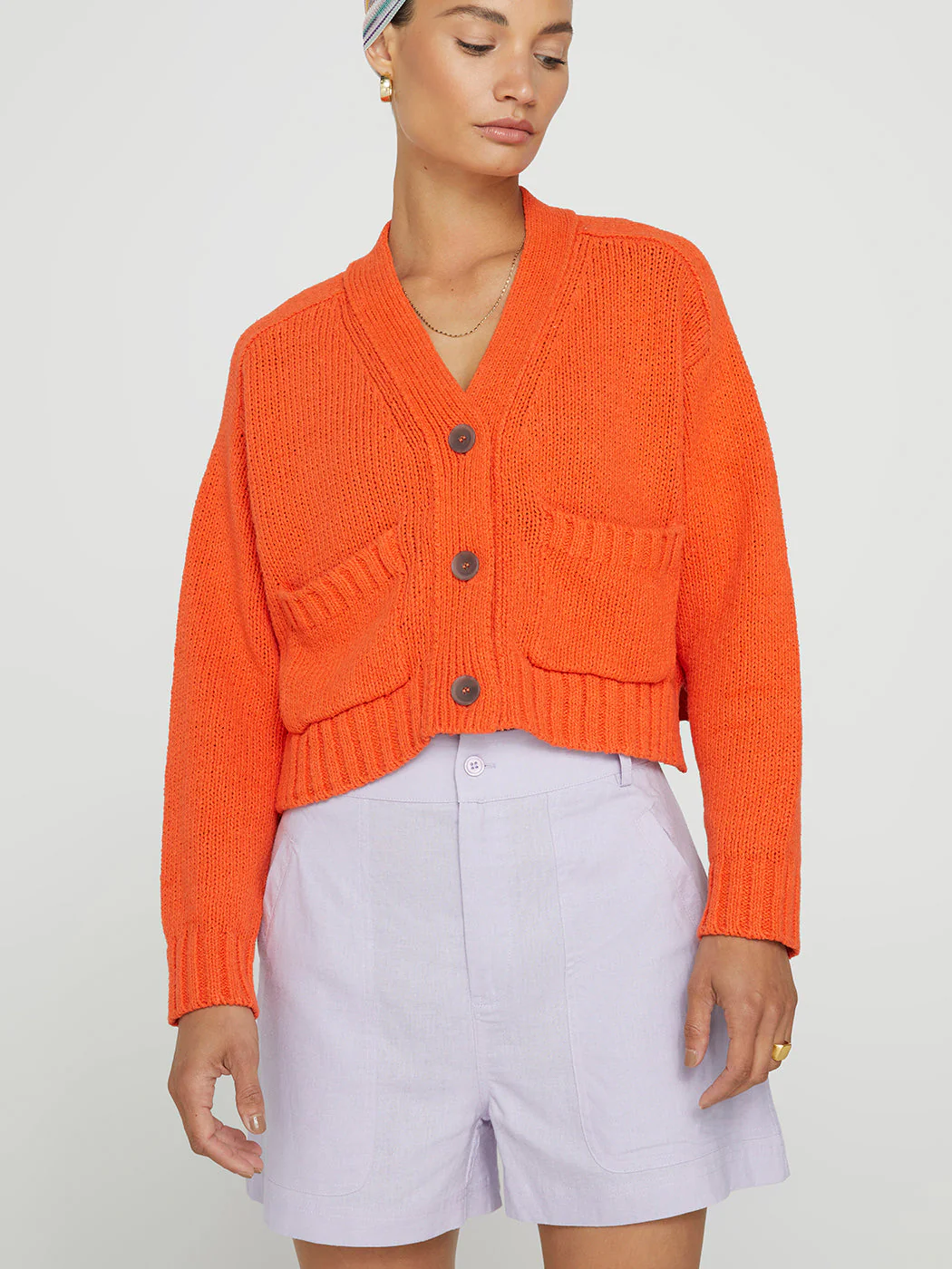 Cropped Cardigan - Papaya - Image 2