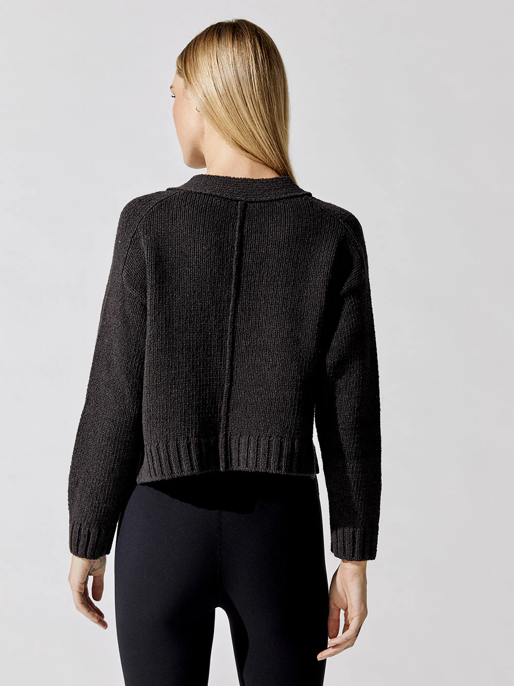 Cropped Cardigan - Washed Black - Image 4