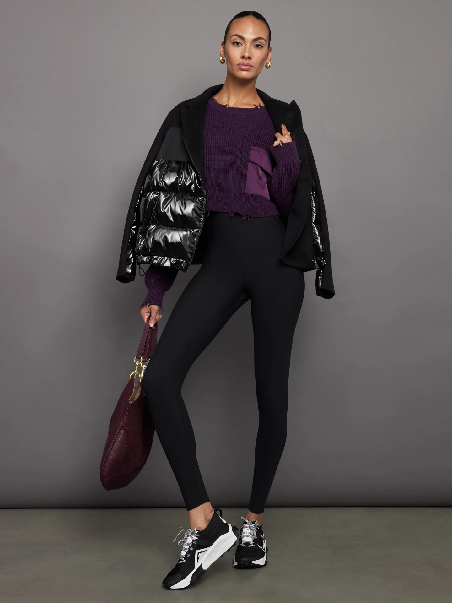 Cropped Devin Sweater - Eggplant - Image 5