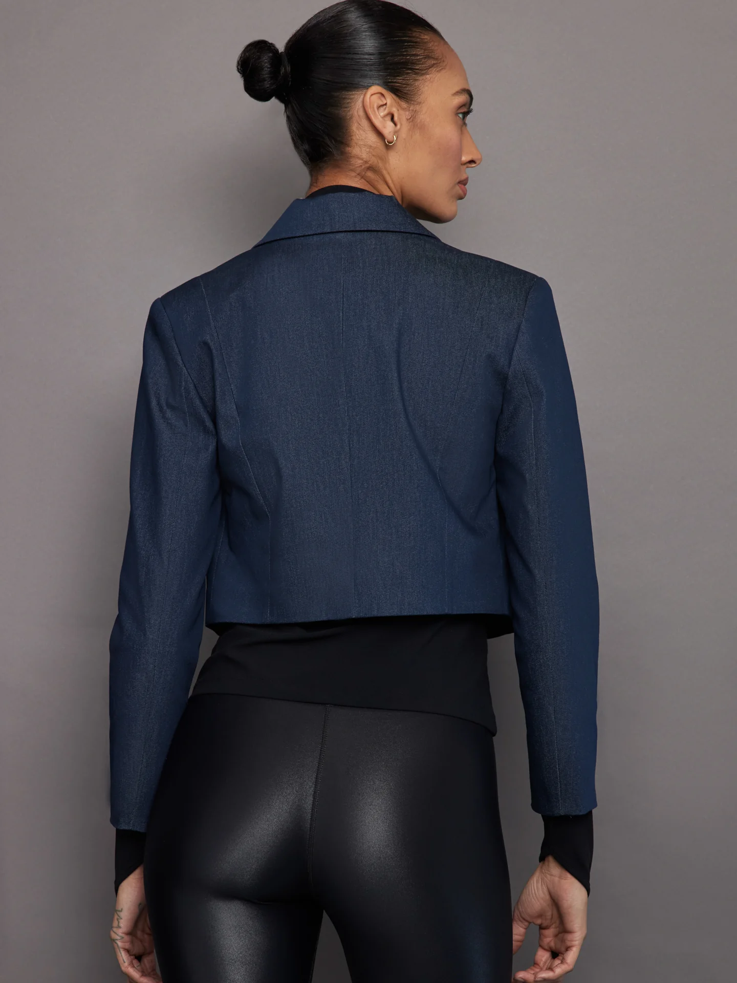 Demeter Cropped Denim Blazer - Denim - Image 4