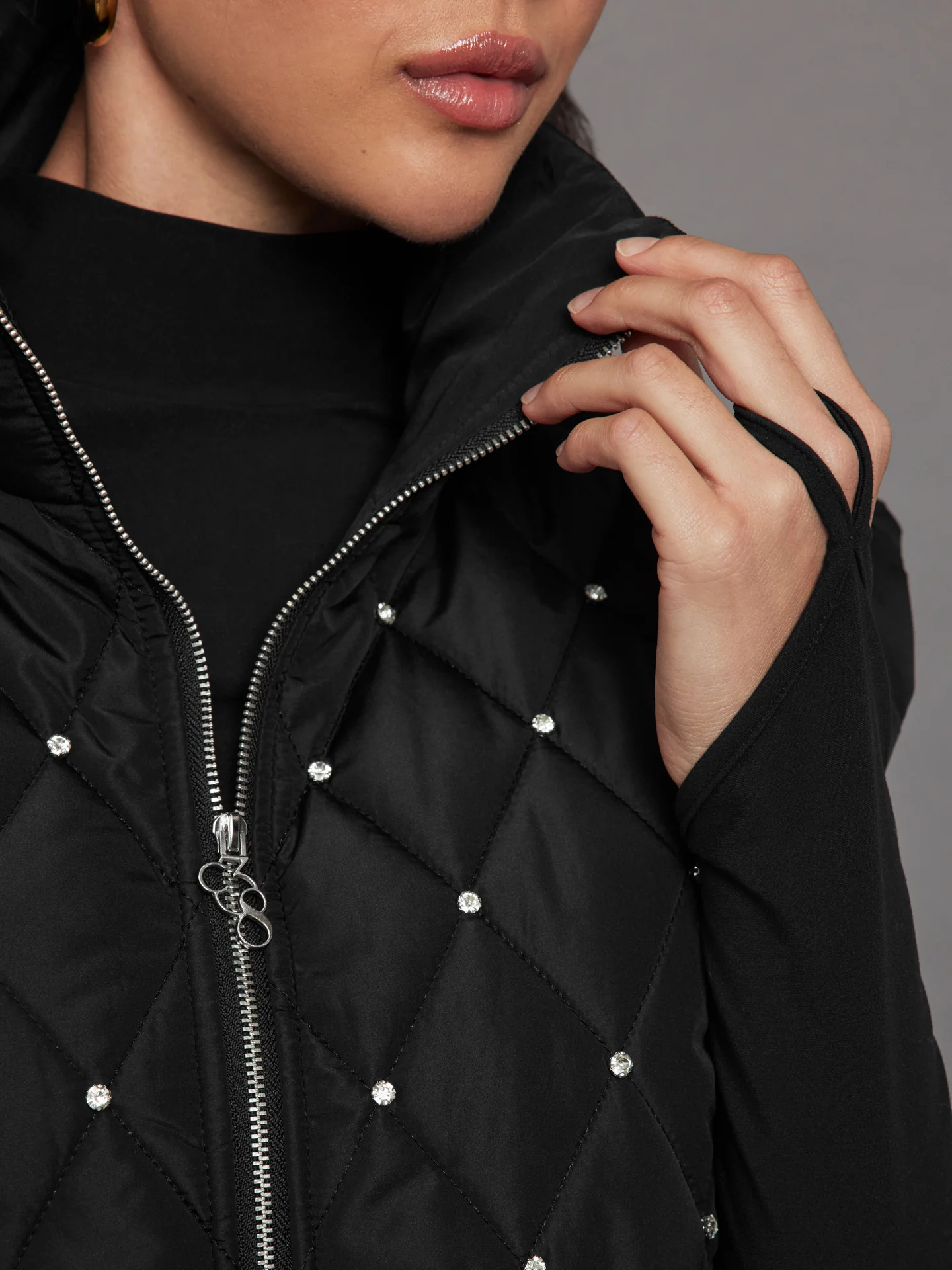 Diamond Quilted Puffer Vest - Black - Image 4