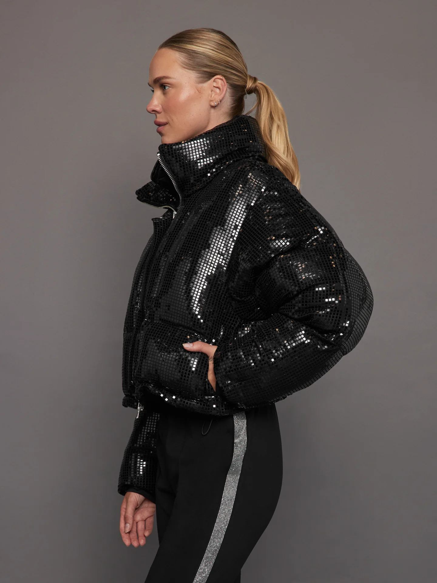 Disco Puffer Jacket - Black - Image 2