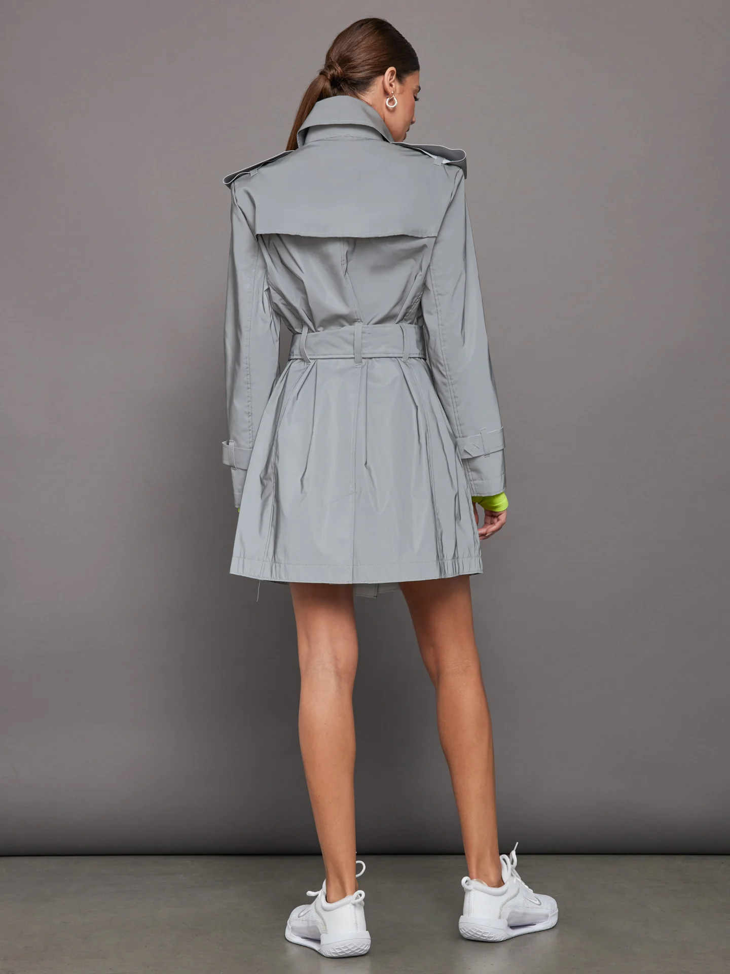 DOUBLE BREASTED TRENCH MINI - GREY - Image 5