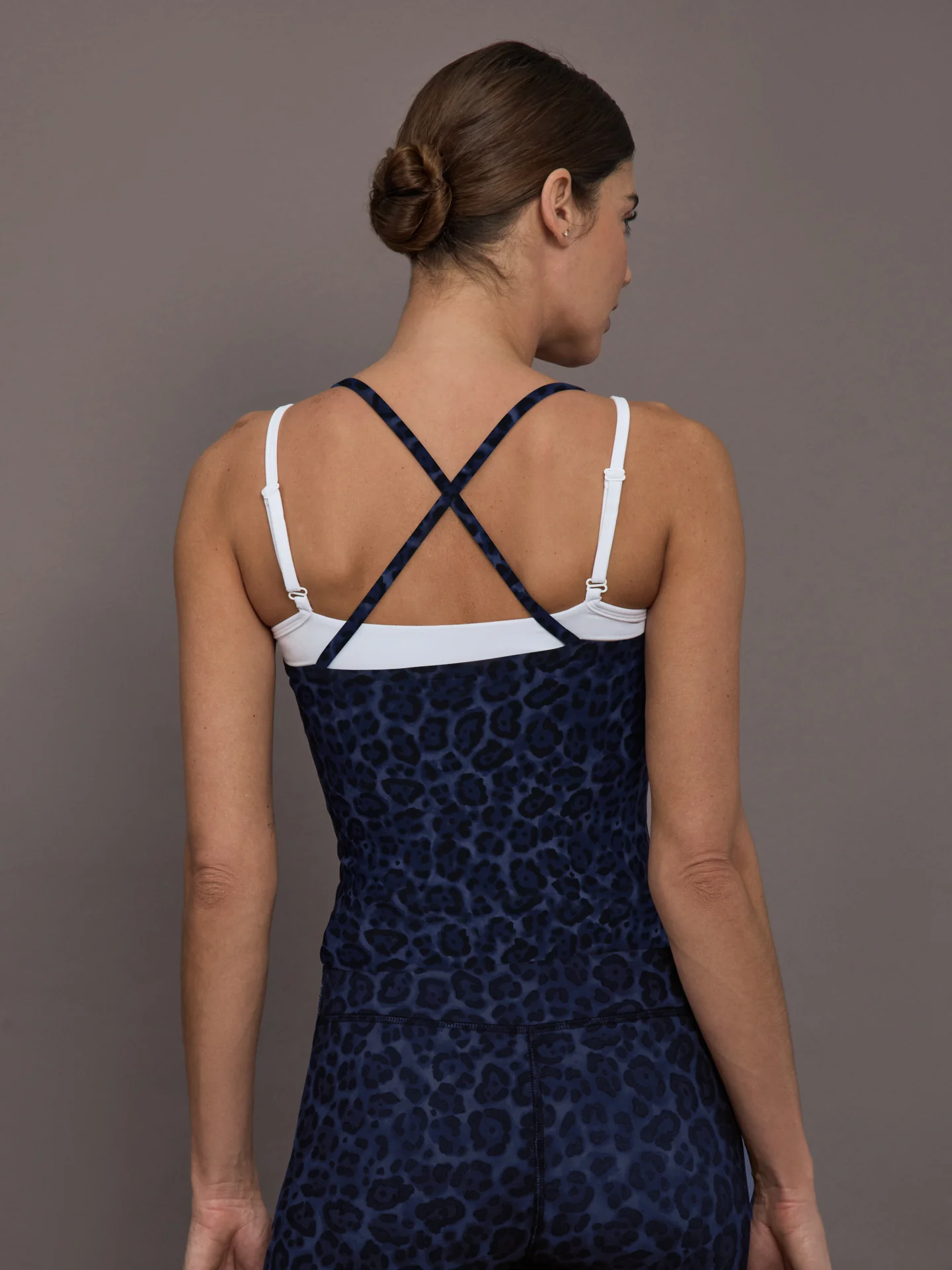 Double Layered Contrast Tank - Navy Leopard/White - Image 4