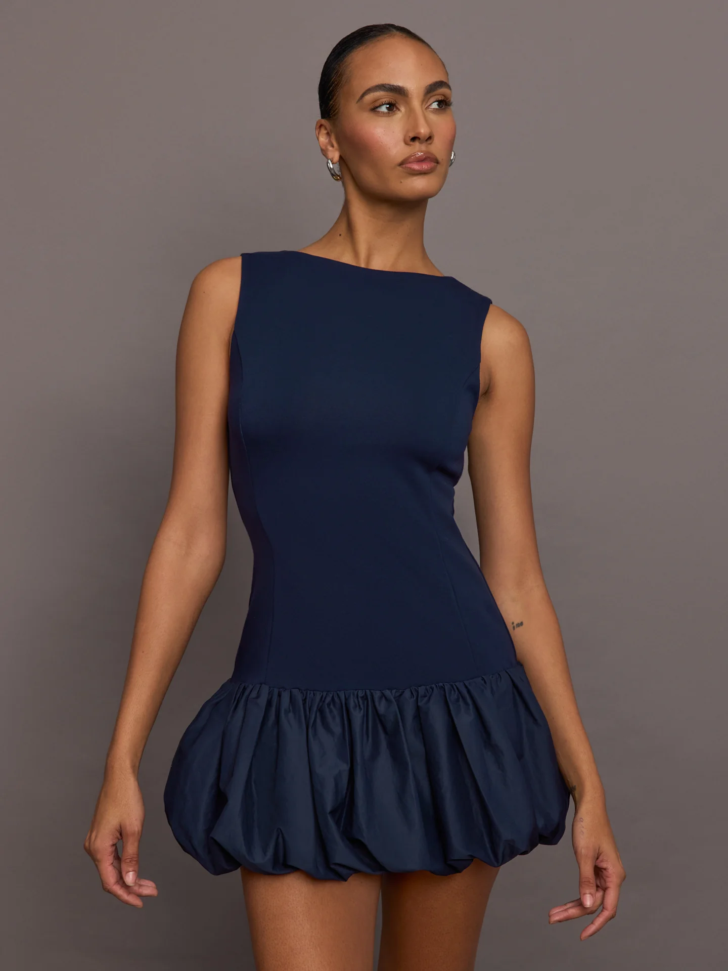 Drop Waist Bubble Dress - Navy
